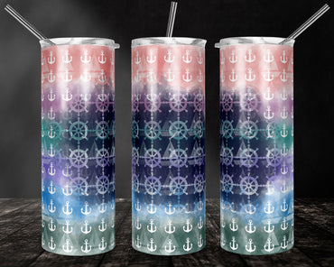 Anchors Sailboat 20 oz Skinny Sublimation Tumbler