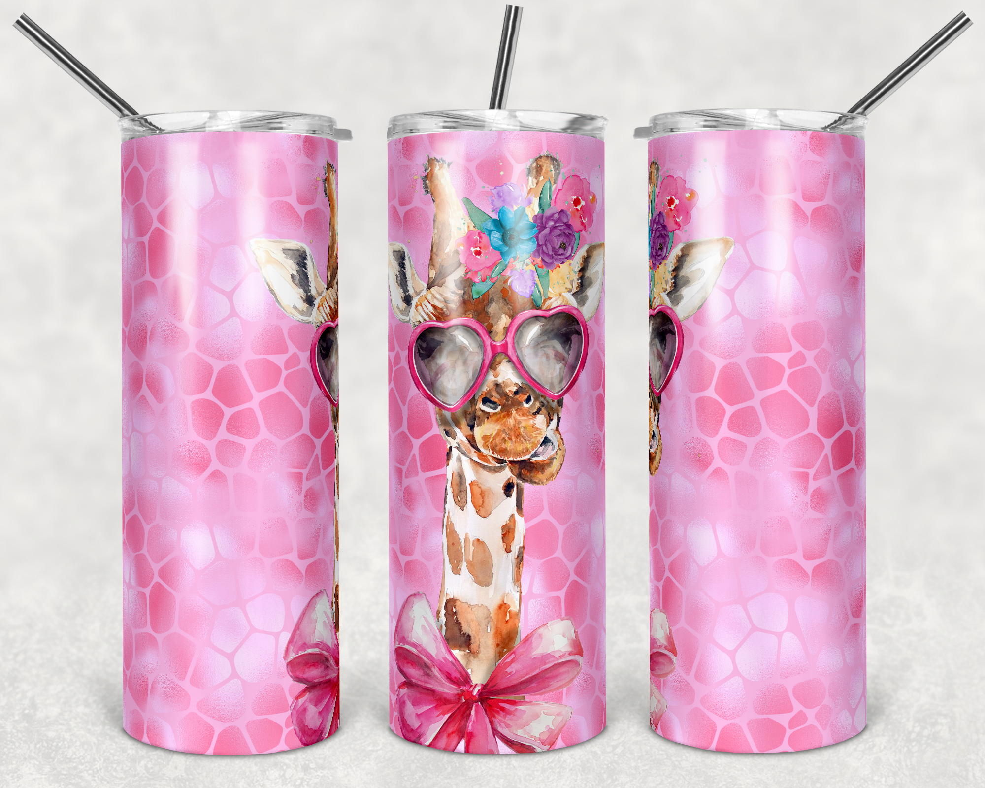 Giraffe with Sunglasses 20 oz Skinny Sublimation Tumbler