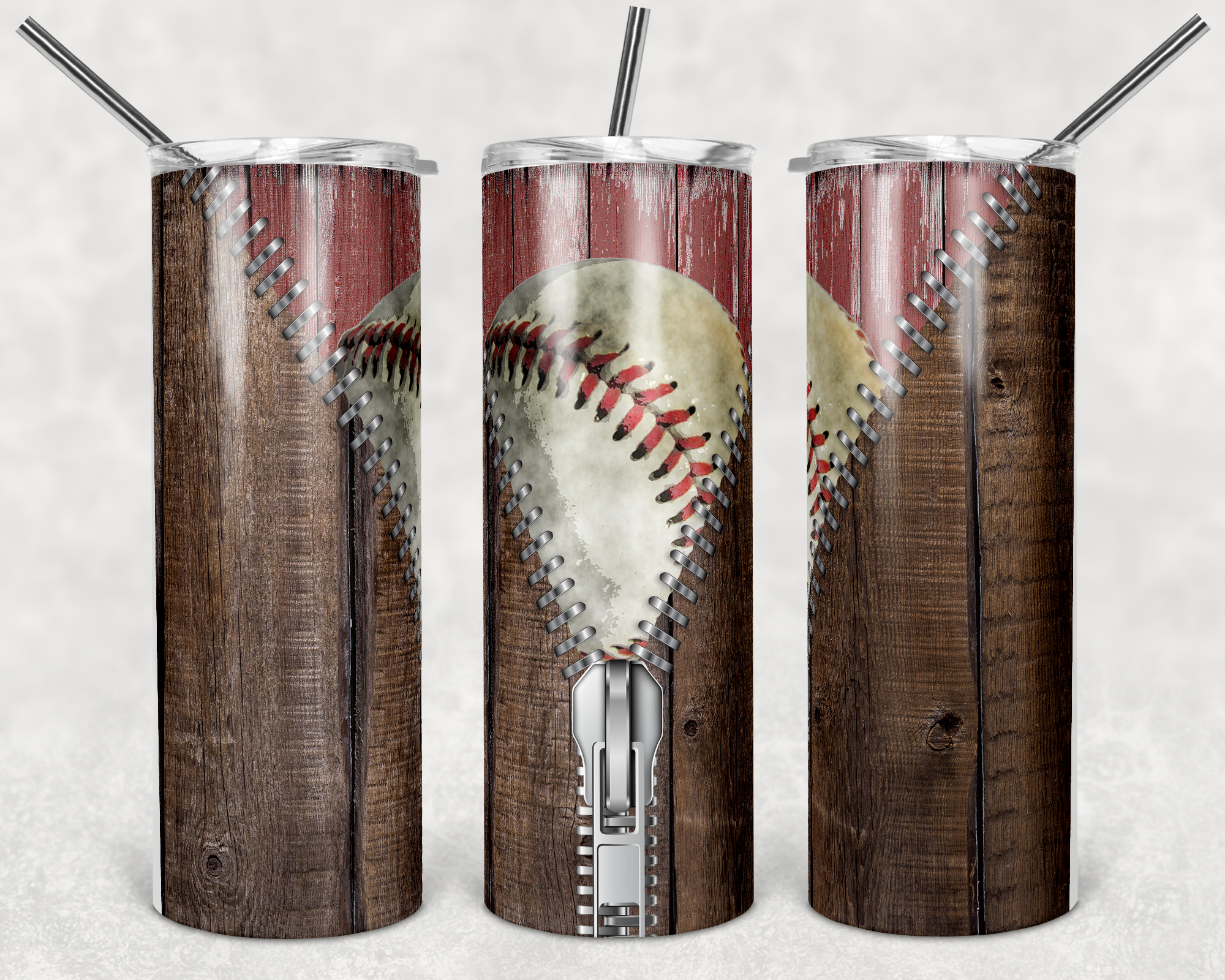 Baseball Zipper 20 oz Skinny Sublimation Tumbler