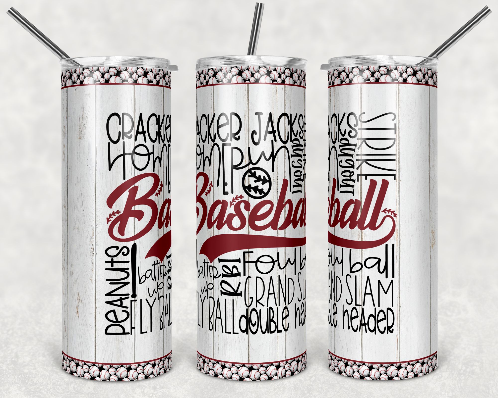 Baseball Word Art 20 oz Skinny Sublimation Tumbler