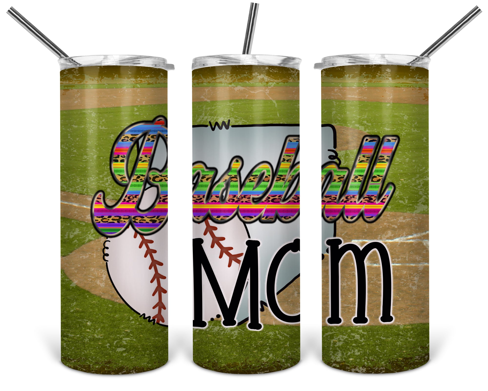 Baseball Mom Serape 20 oz Skinny Sublimation Tumbler