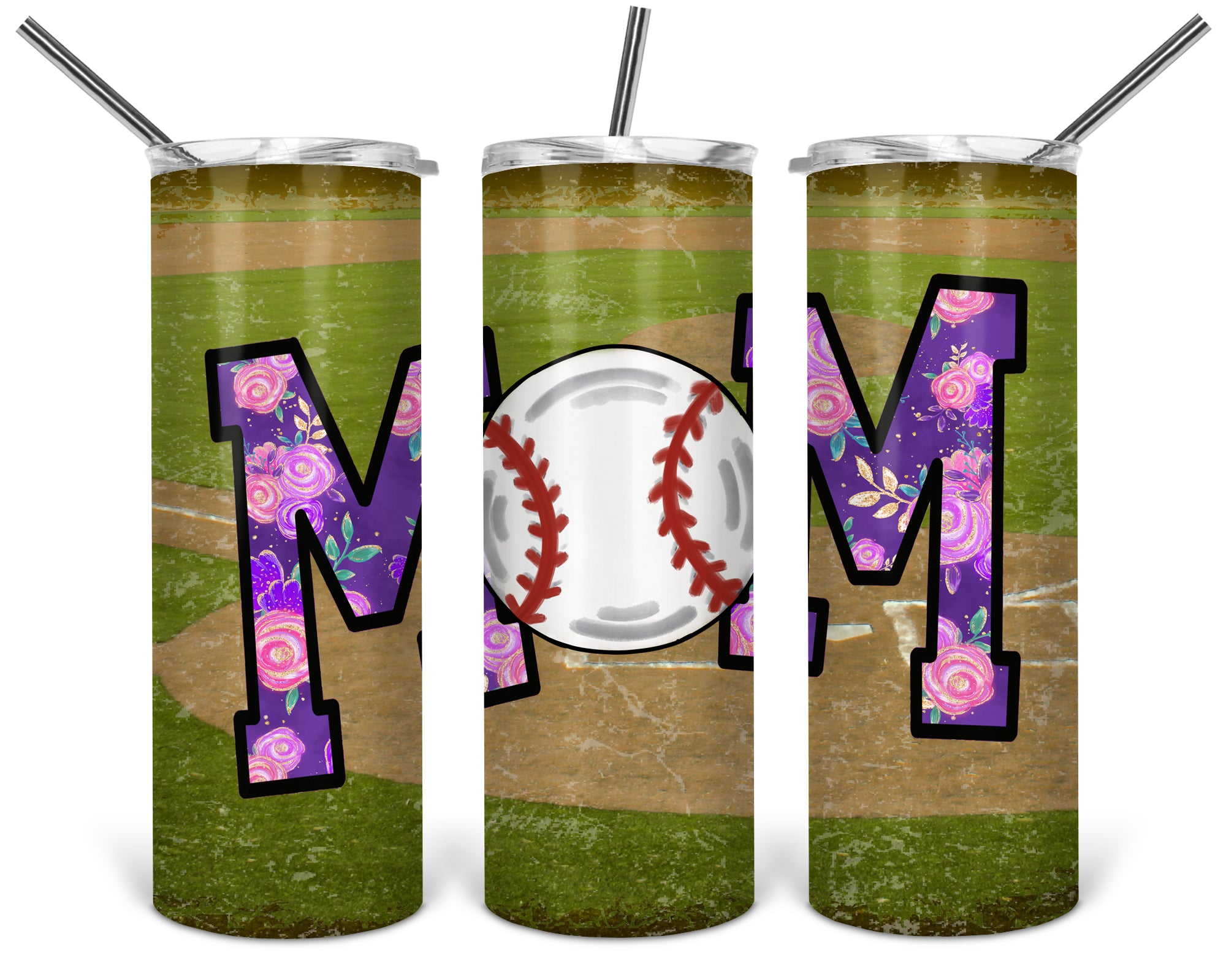 Floral Baseball Mom Serape 20 oz Skinny Sublimation Tumbler