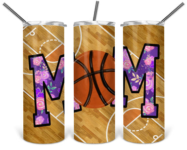 Floral Basketball Mom 20 oz Skinny Sublimation Tumbler