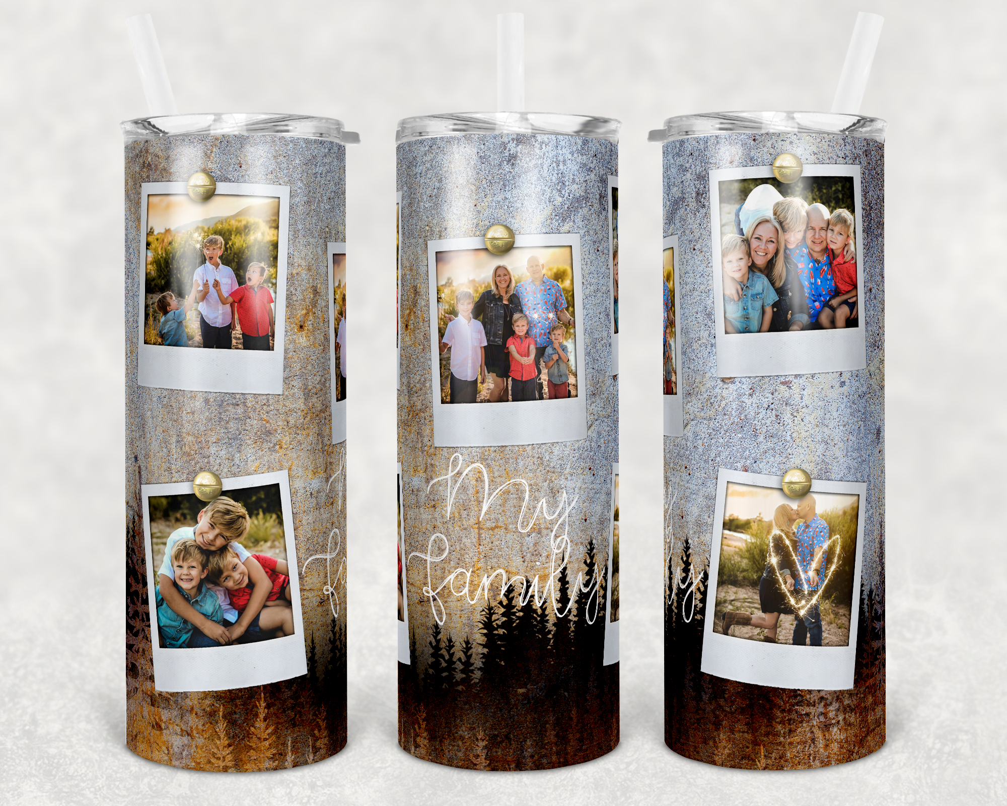 Concrete Forest Background Custom Photo 20 oz Skinny Sublimation Tumbler
