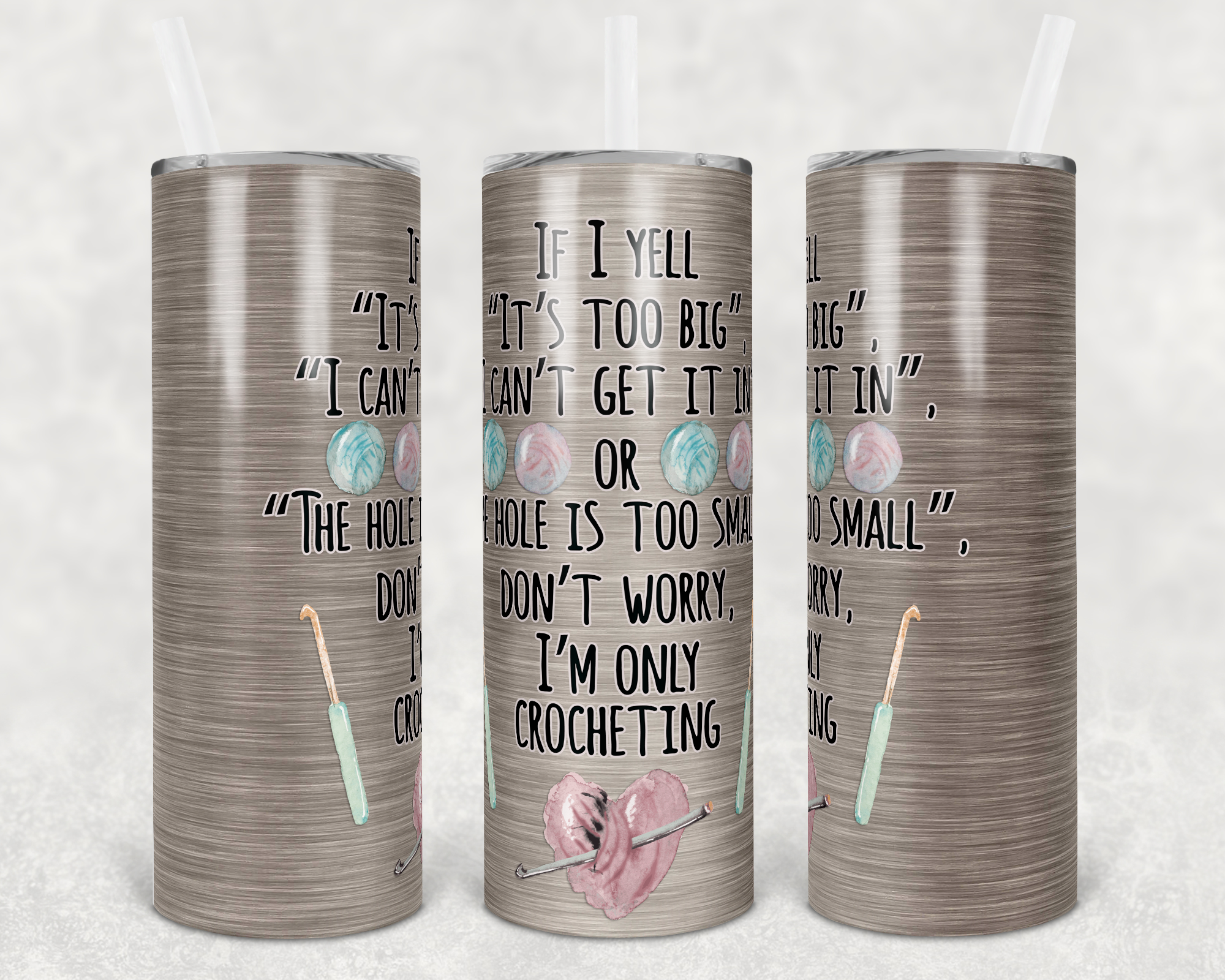 Funny Crochet Sayings 20 oz Skinny Sublimation Tumbler