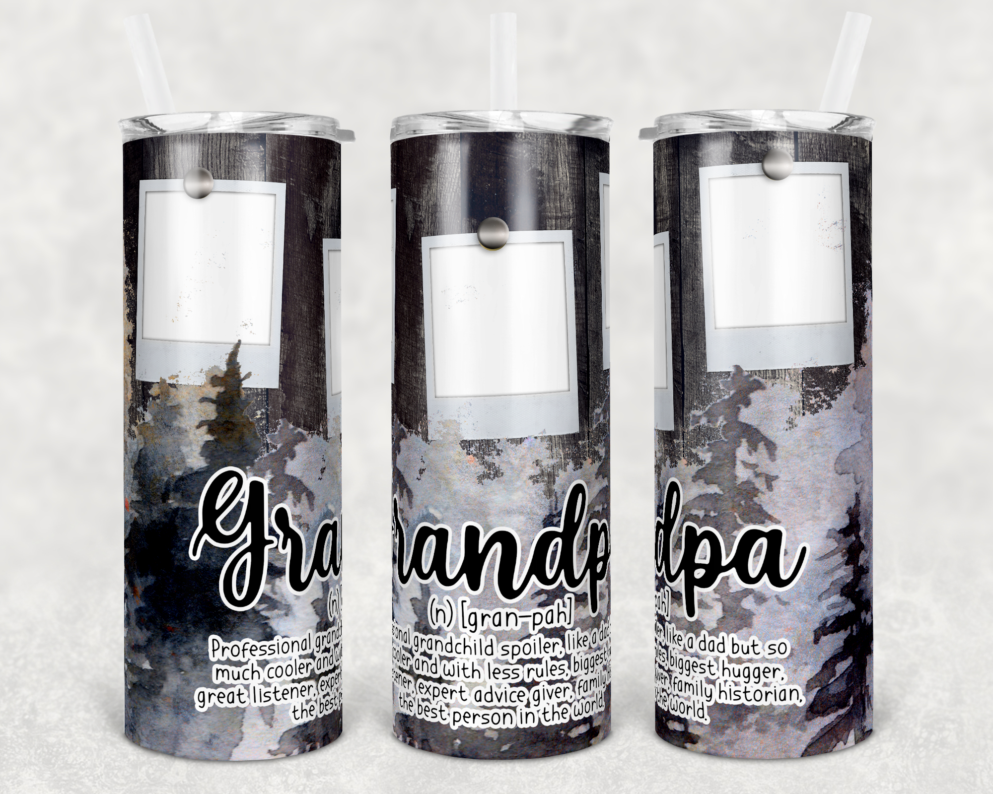 Grandpa Custom Photo 20 oz Skinny Sublimation Tumbler