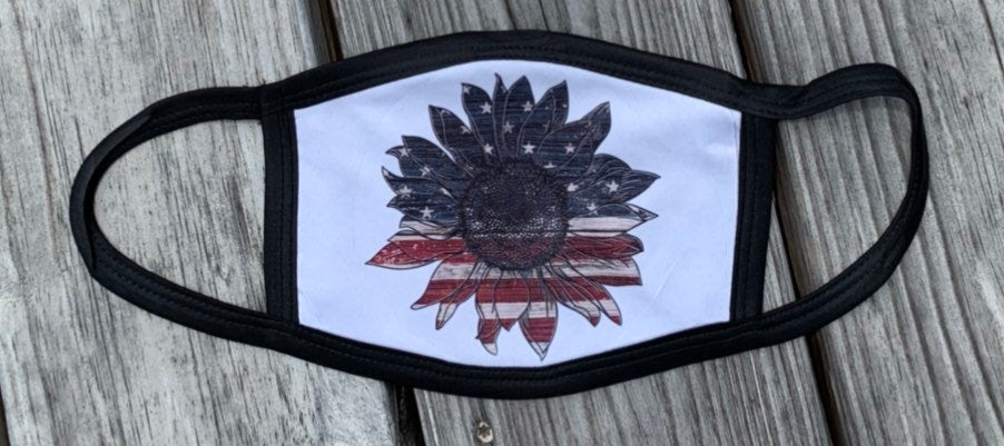American Flag Sunflower Triple Layer Face Mask With Filter Pocket