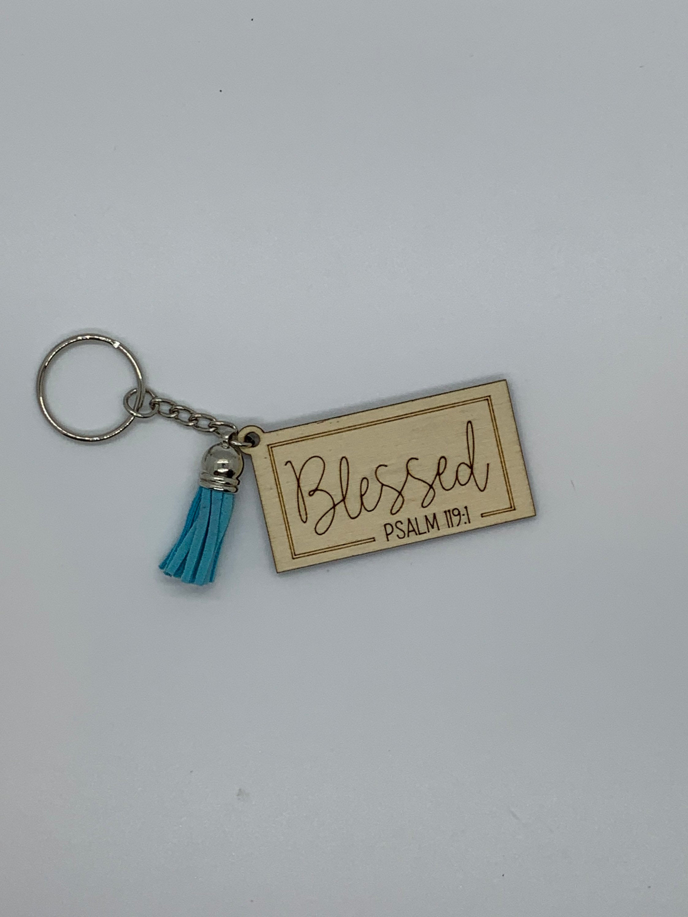 God’s Promises Wooden Laser Engraved Keychains with Tassel and Scripture