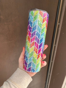 Rainbow Tangram 20 oz Skinny Sublimation Tumbler