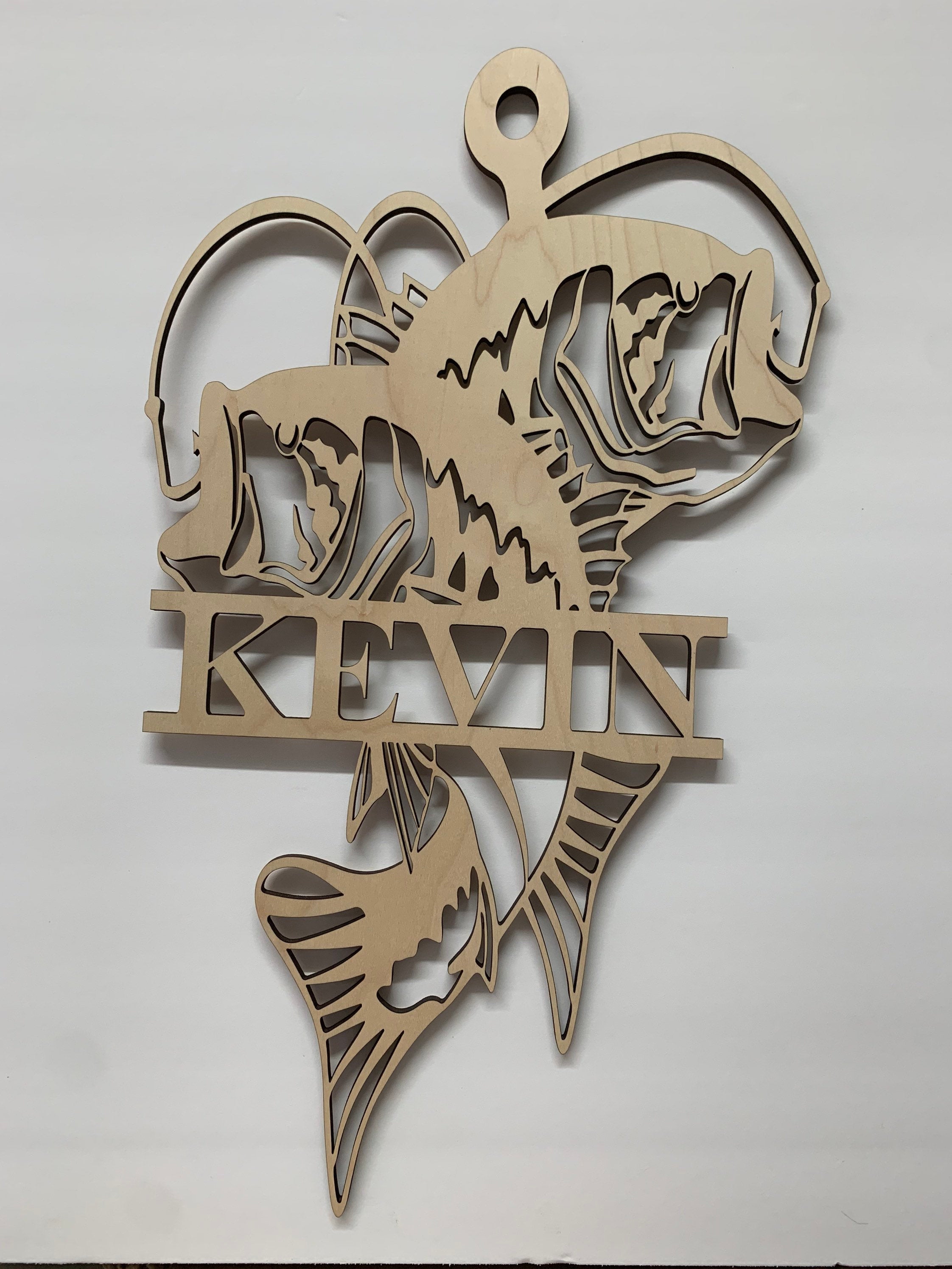 Fish First or Last Name Sign | Wooden Monogram Sign | Last Name Sign | Gift for Fisherman