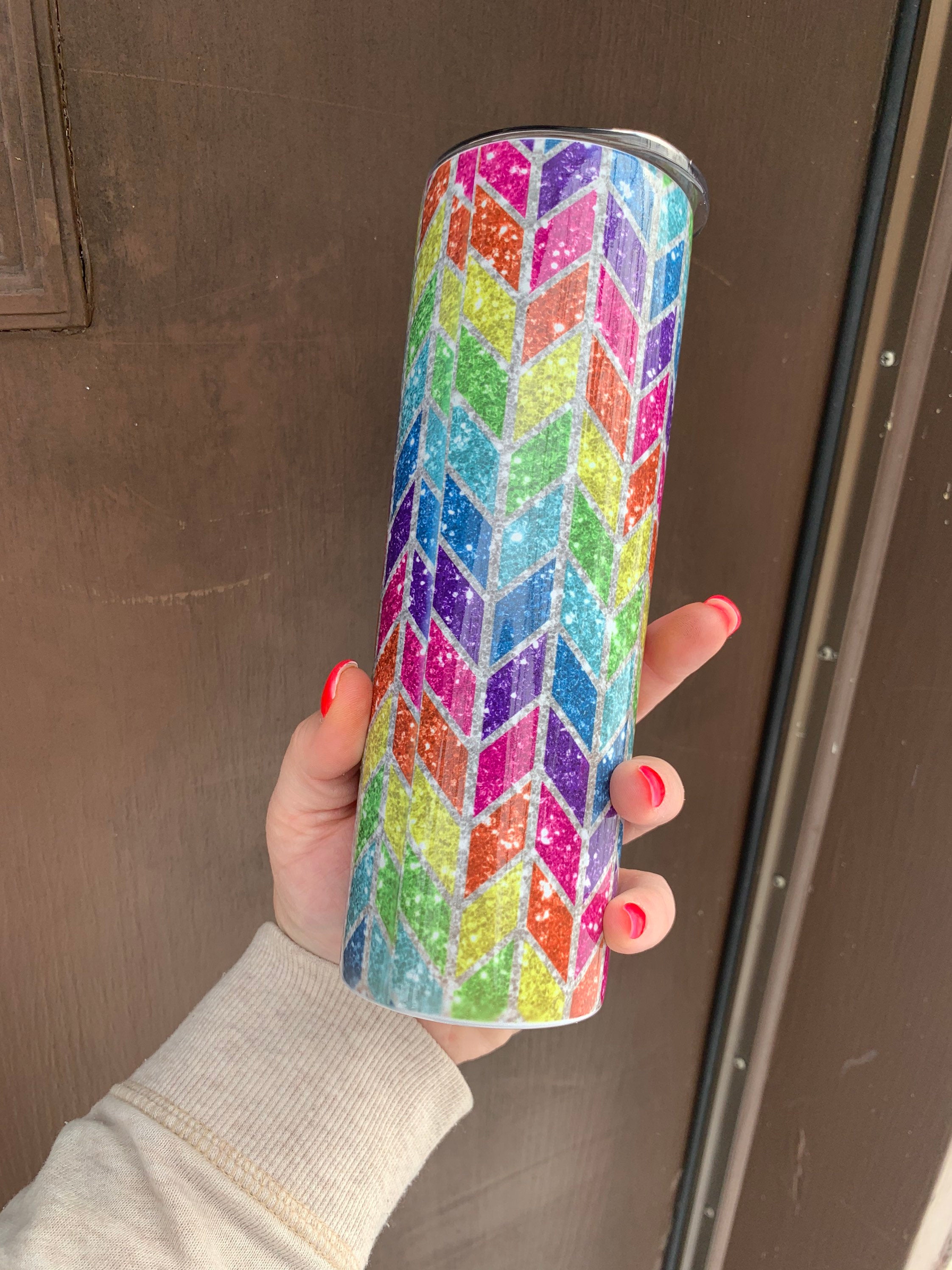 Rainbow Tangram 20 oz Skinny Sublimation Tumbler