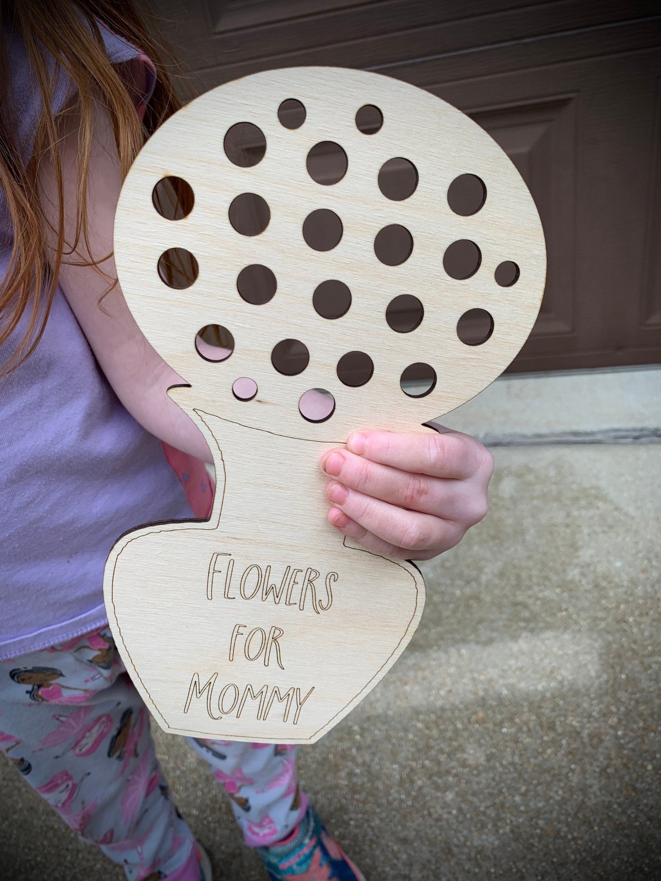 Flowers for Mommy Flower Holder | Flowers for Mommy Wooden Cutout Flower Holder | Kids Craft | Gift to Mom from Kids | DIY Paint Sign