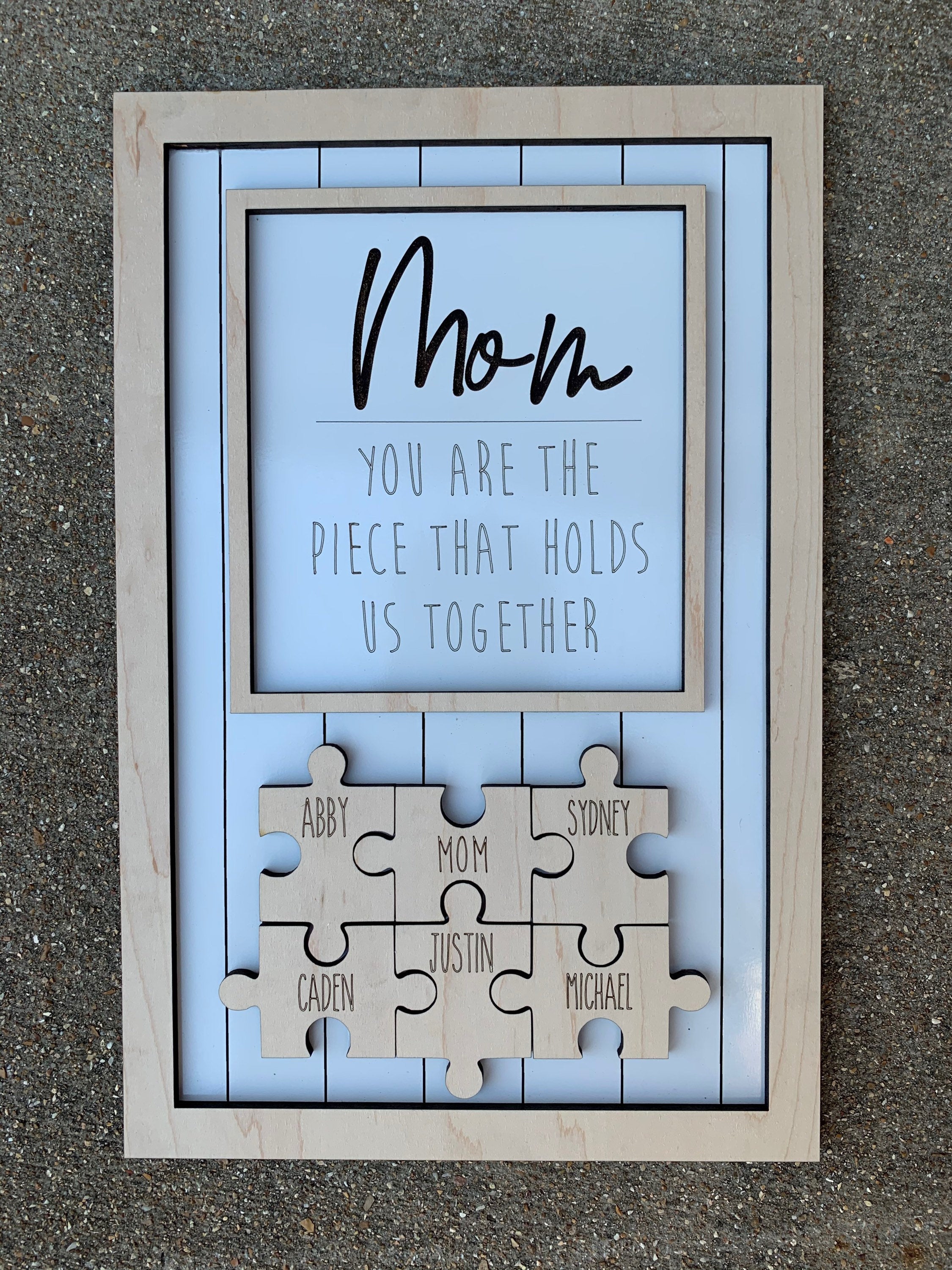 Mom You Are the Piece That Holds Us Together Mothers Day Appreciation Sign | Personalized Mothers Day Sign | Puzzle Piece Sign