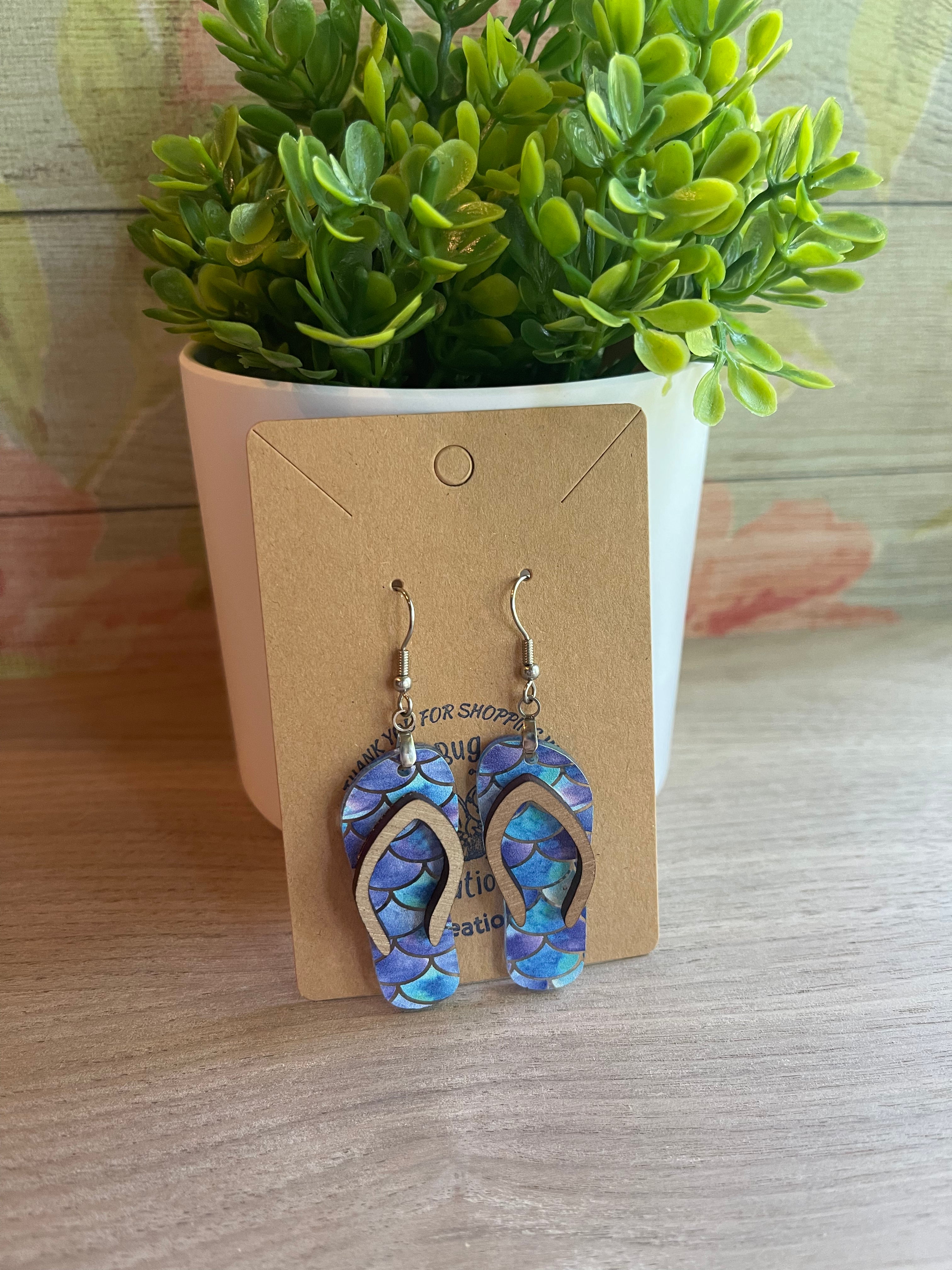Mermaid Scales Acrylic Flip Flop Earrings