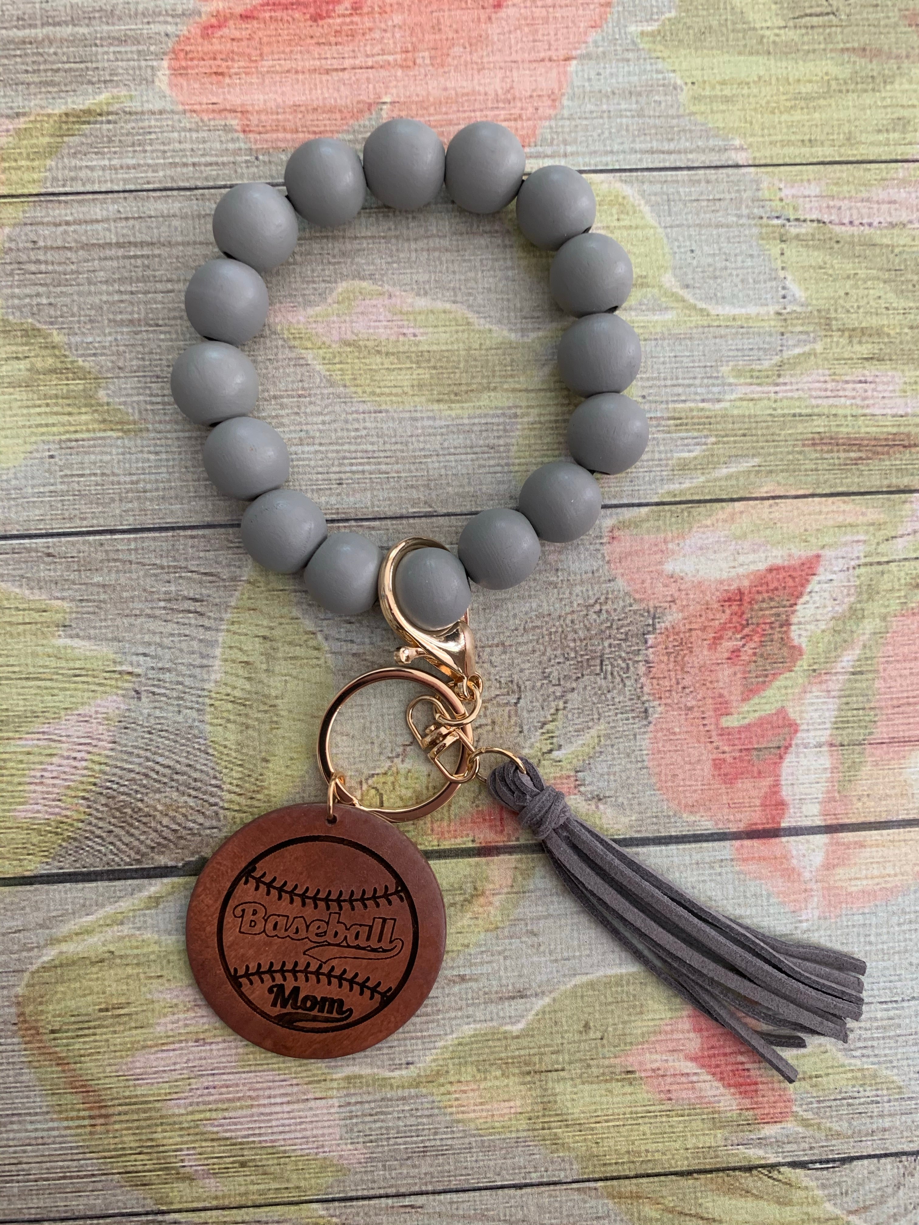 Baseball Mom Bangle Bracelet Keychain