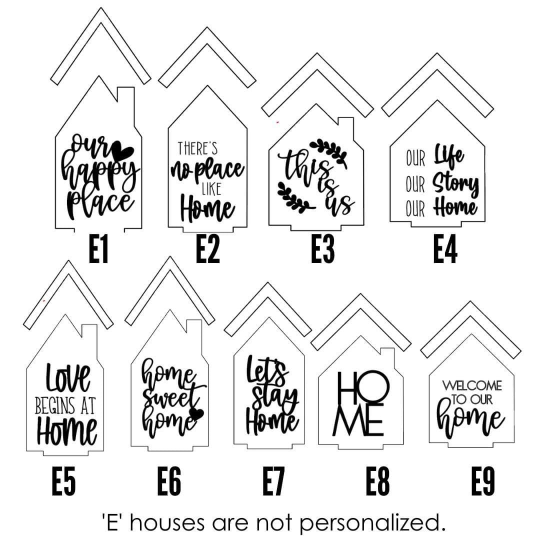 Set of 5 Personalized Houses Mantle Decor