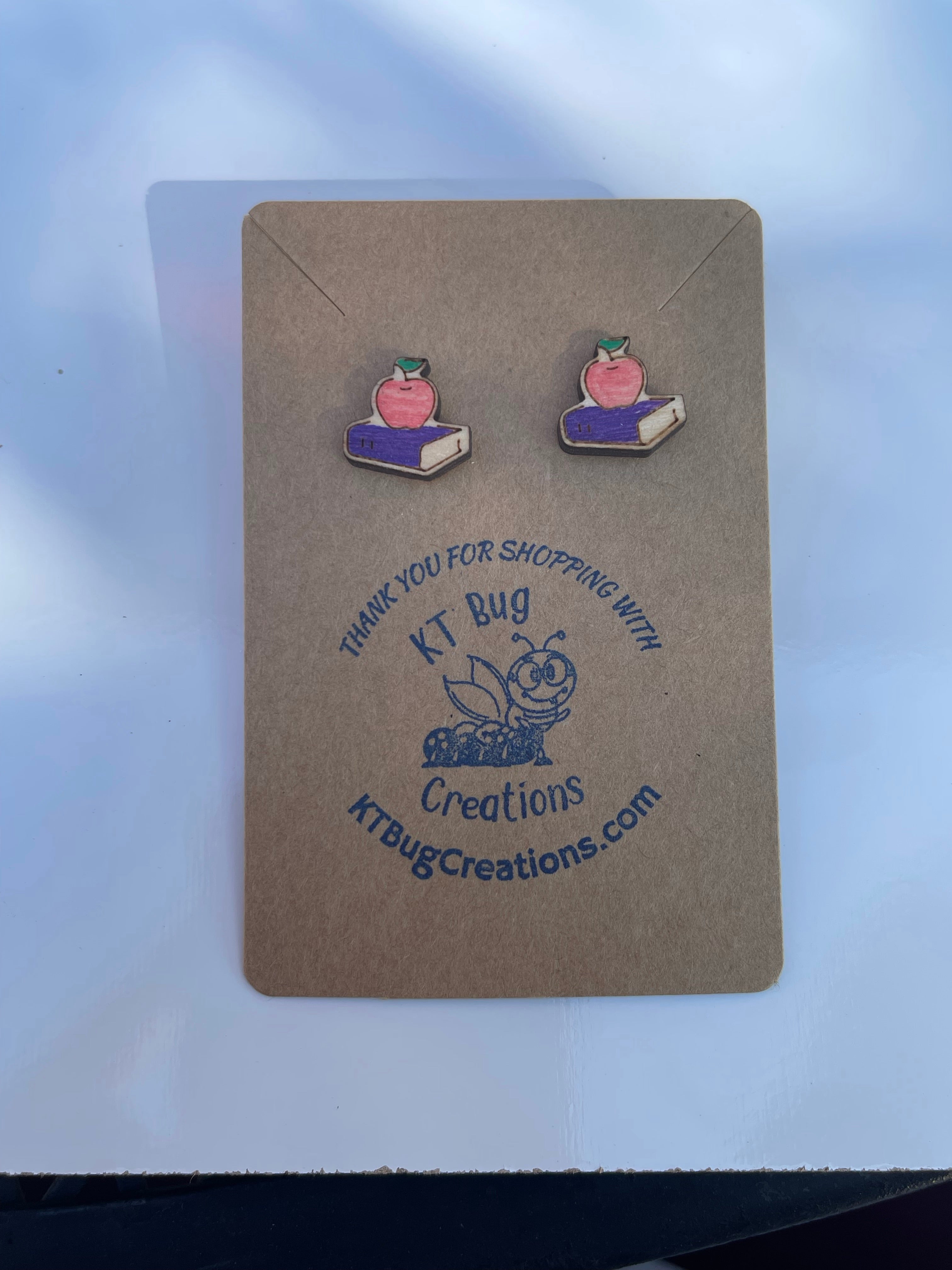 Back to School Apple Book Stud Earring