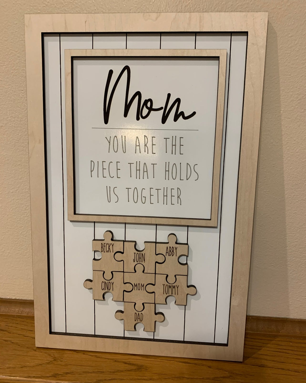 Mom You Are the Piece That Holds Us Together Mothers Day Appreciation Sign | Personalized Mothers Day Sign | Puzzle Piece Sign