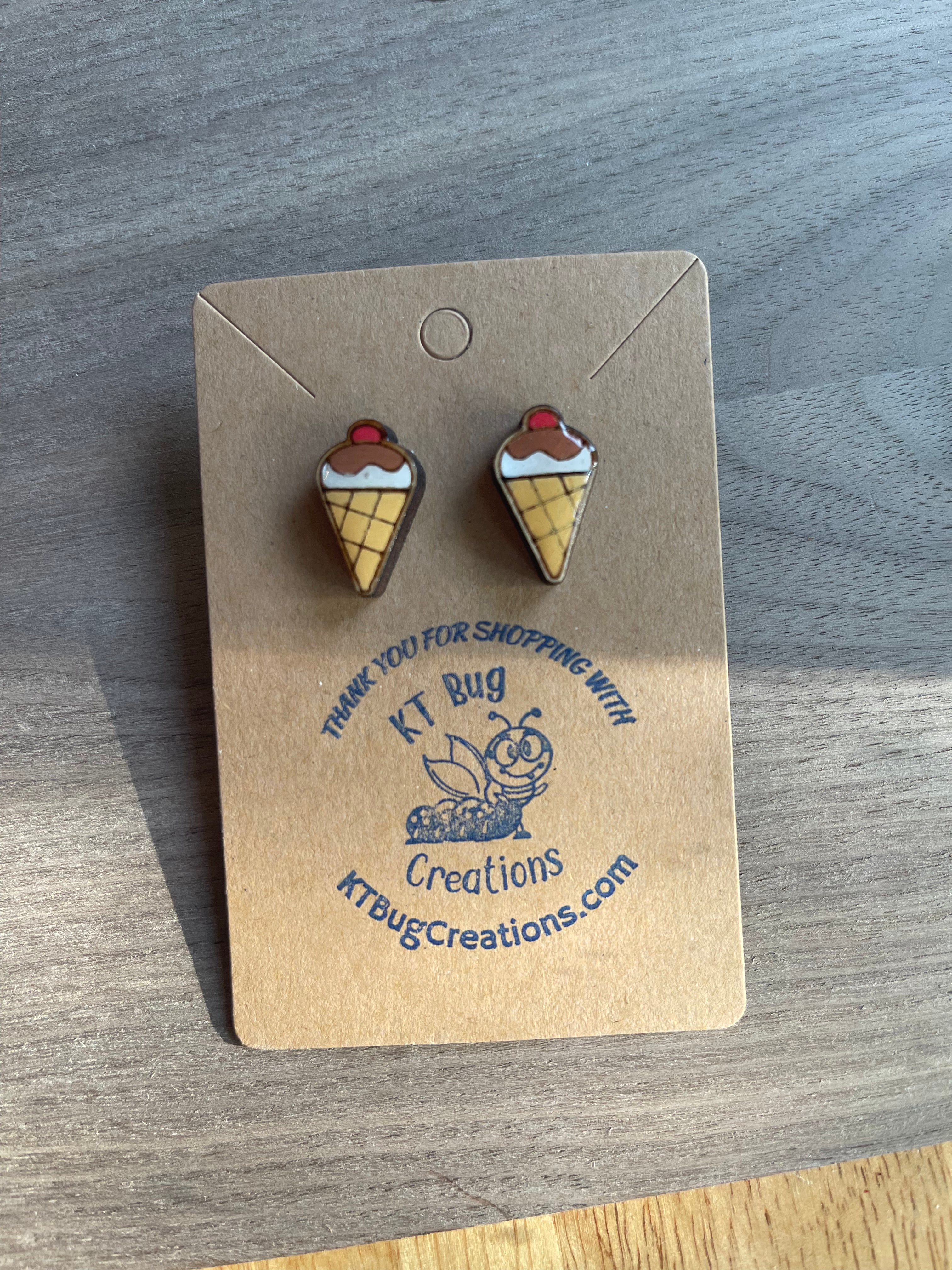 Waffle Cone Stud Earrings