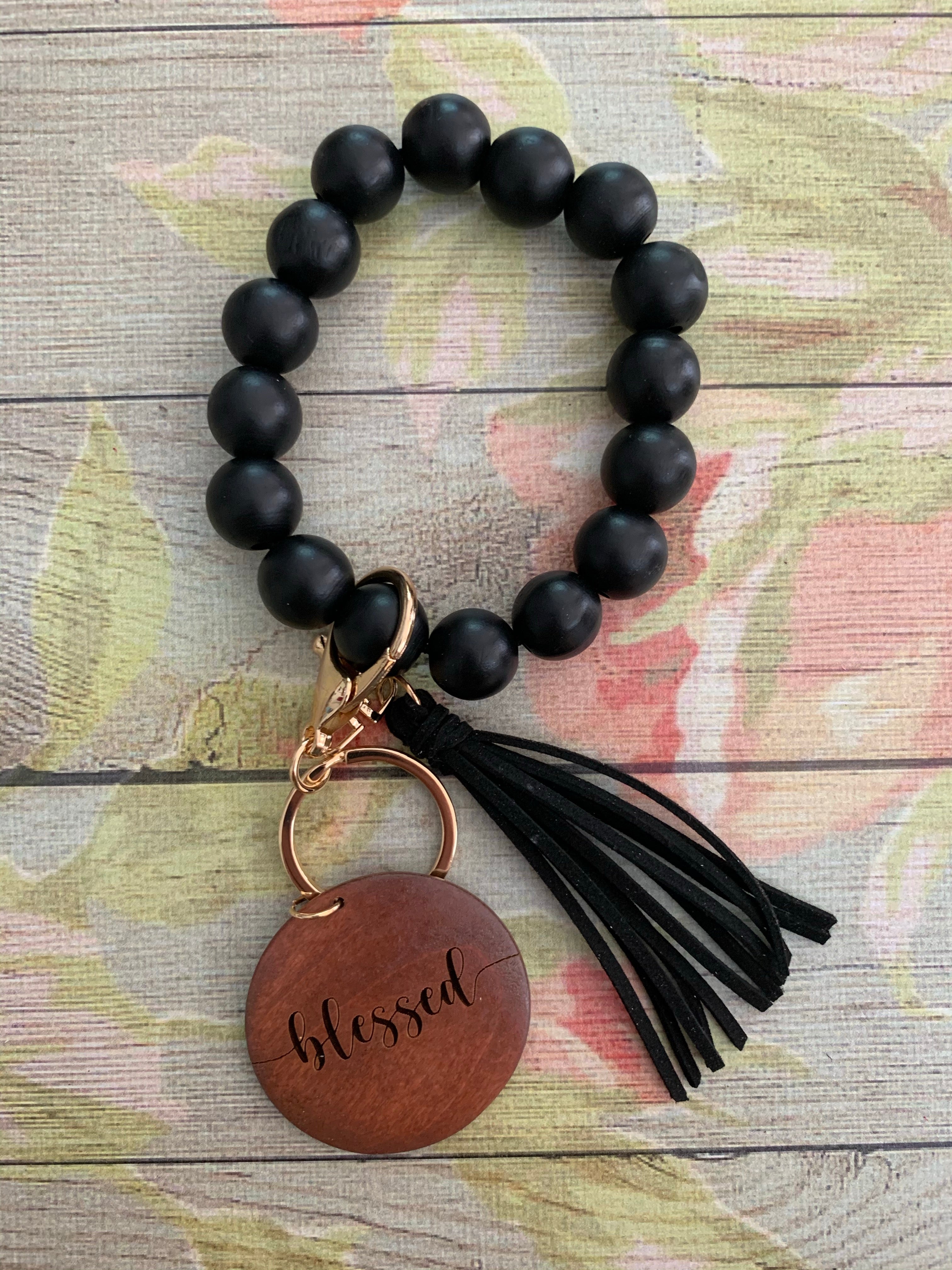 Blessed Script Bangle Bracelet Keychain