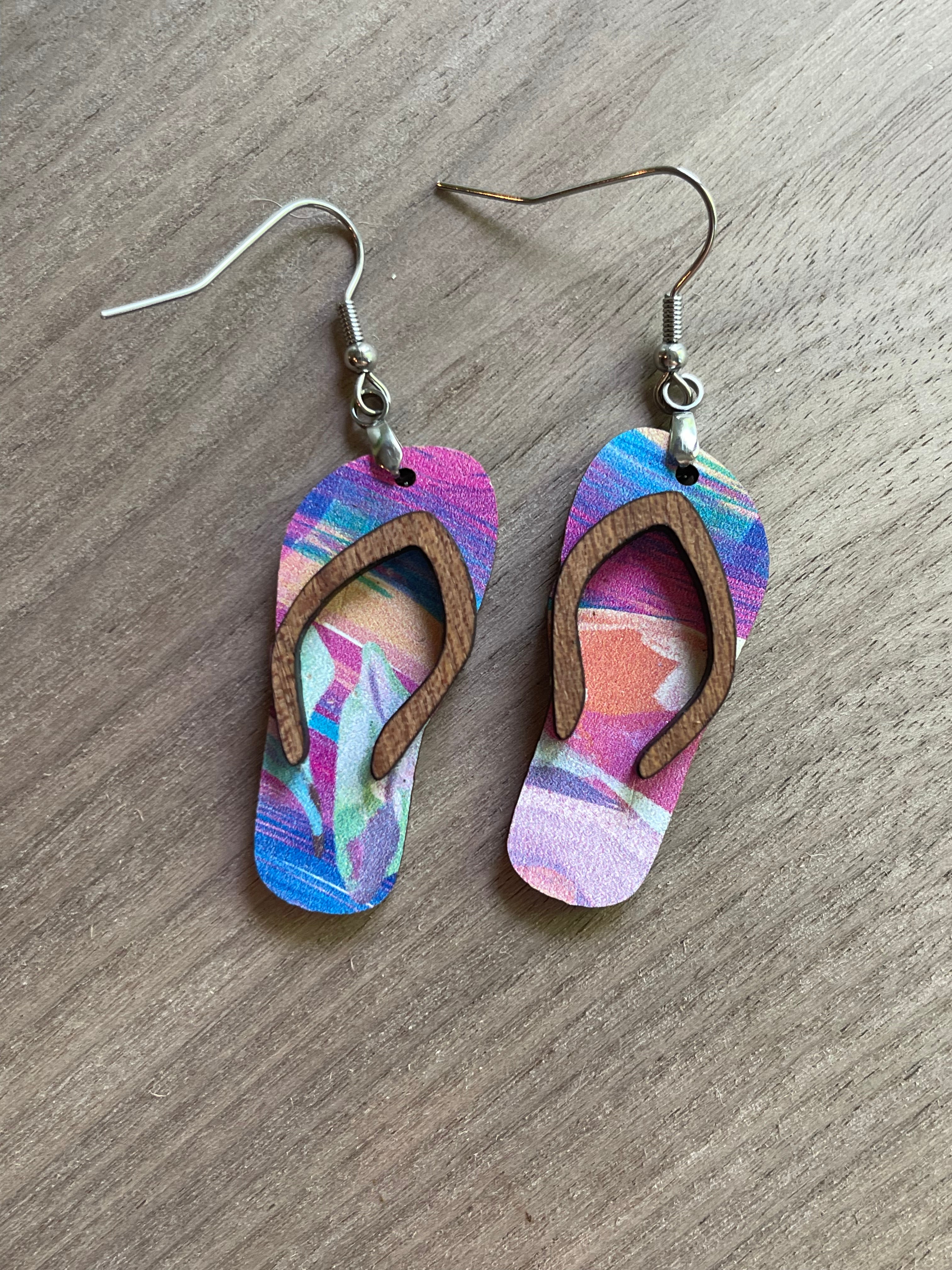 Preppy Floral Flip Flop Earrings