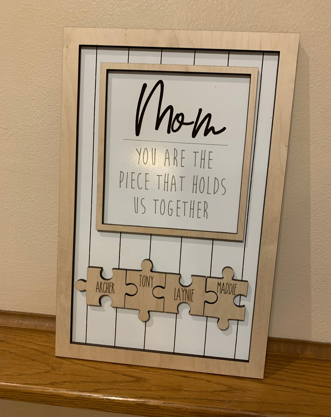 Mom You Are the Piece That Holds Us Together Mothers Day Appreciation Sign | Personalized Mothers Day Sign | Puzzle Piece Sign