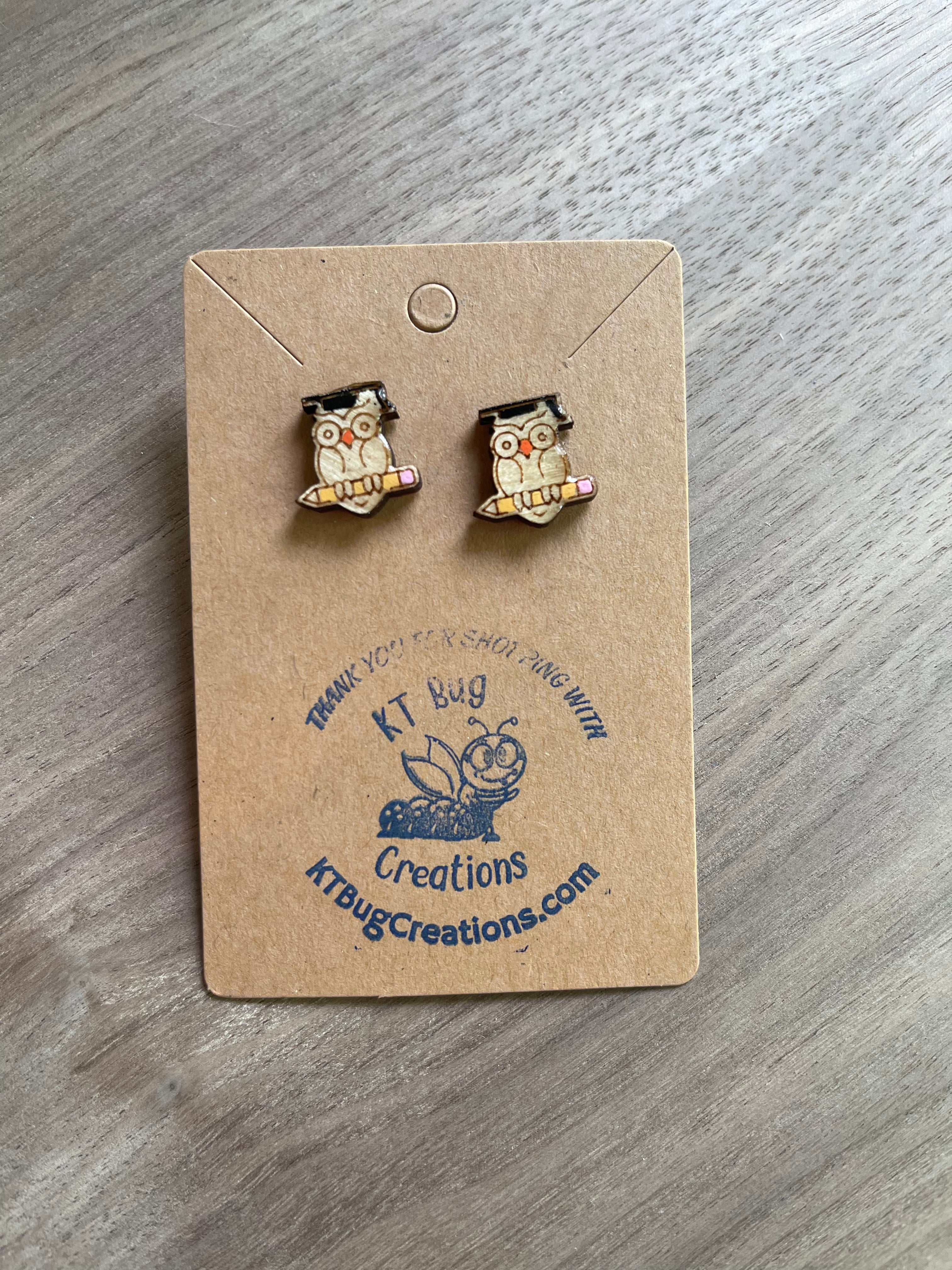 Back to School Owl Stud Earrings
