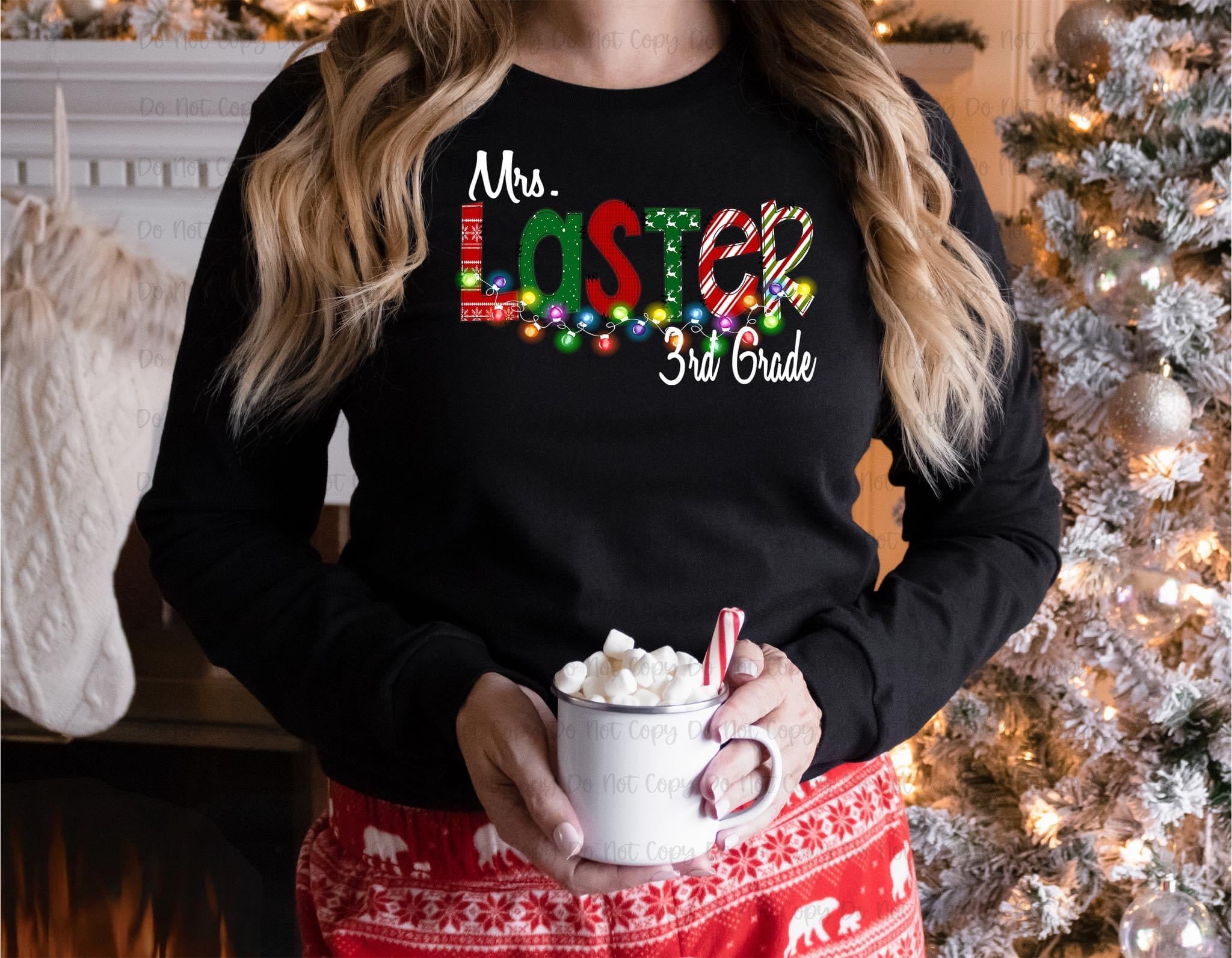 Personalized Christmas Lights Teacher Shirt