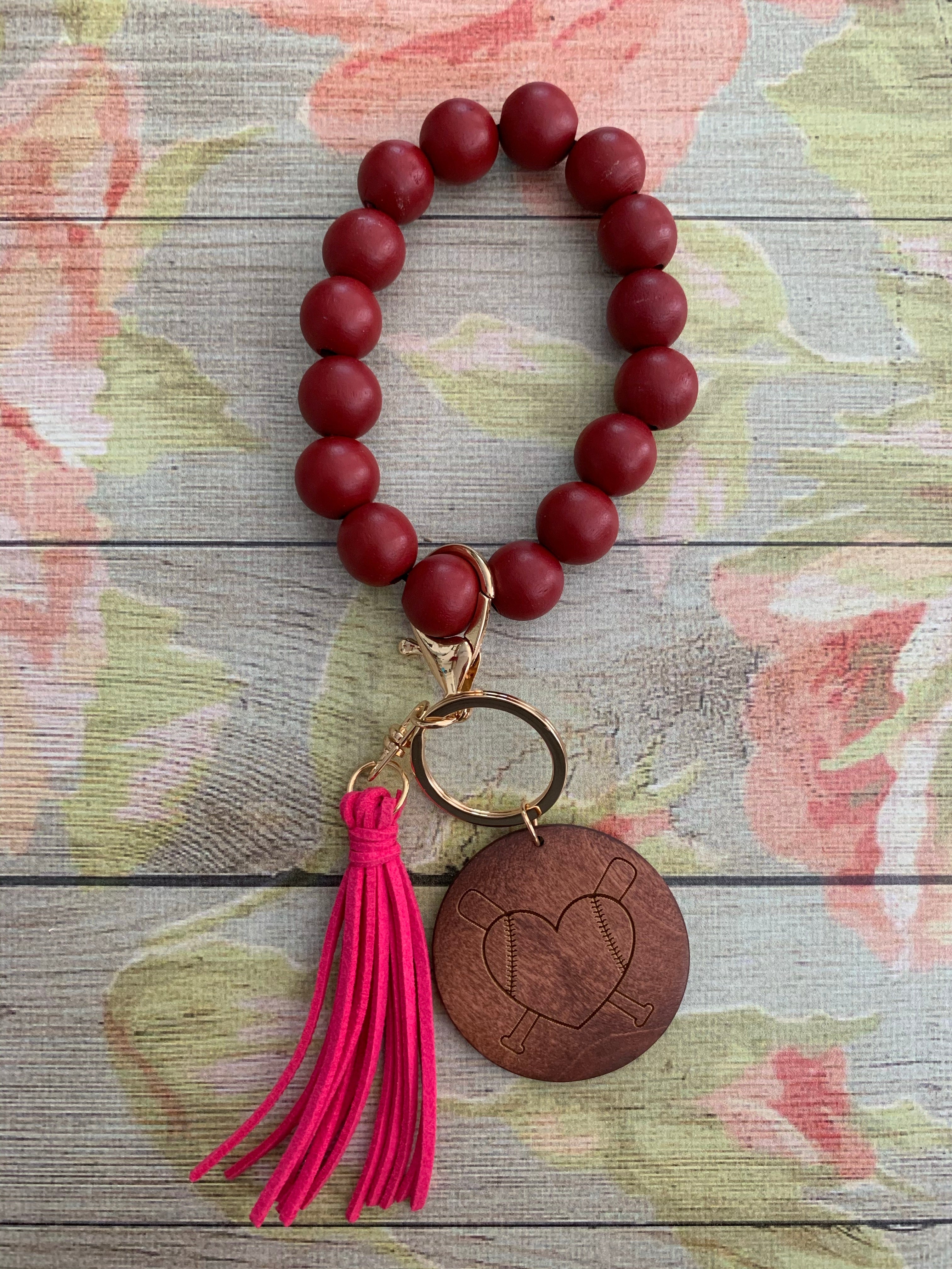 Baseball Love Bangle Bracelet Keychain
