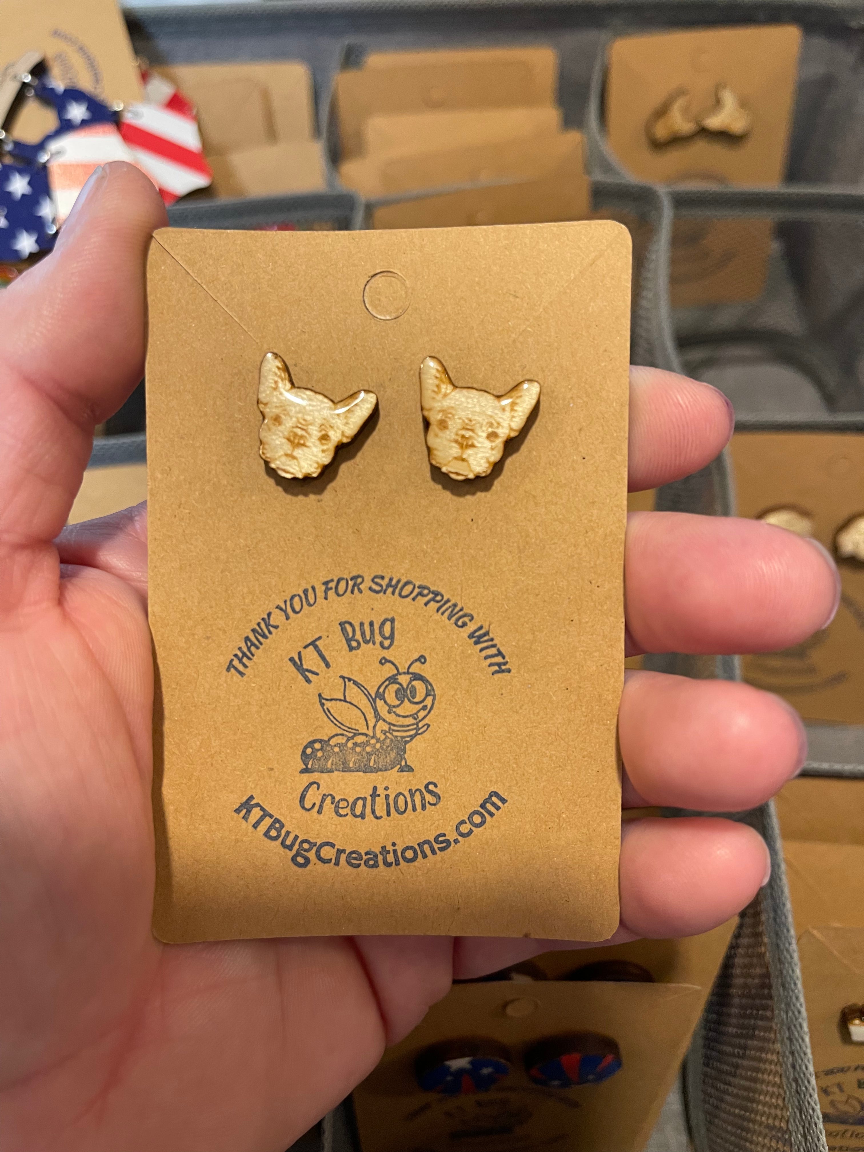 Bulldog Face Stud Earrings