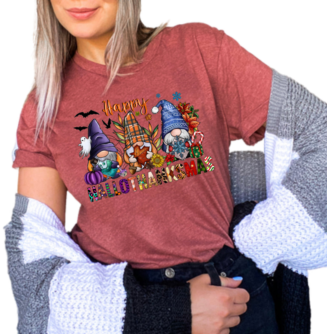 Happy HalloThanksMas Gnomes T-Shirt
