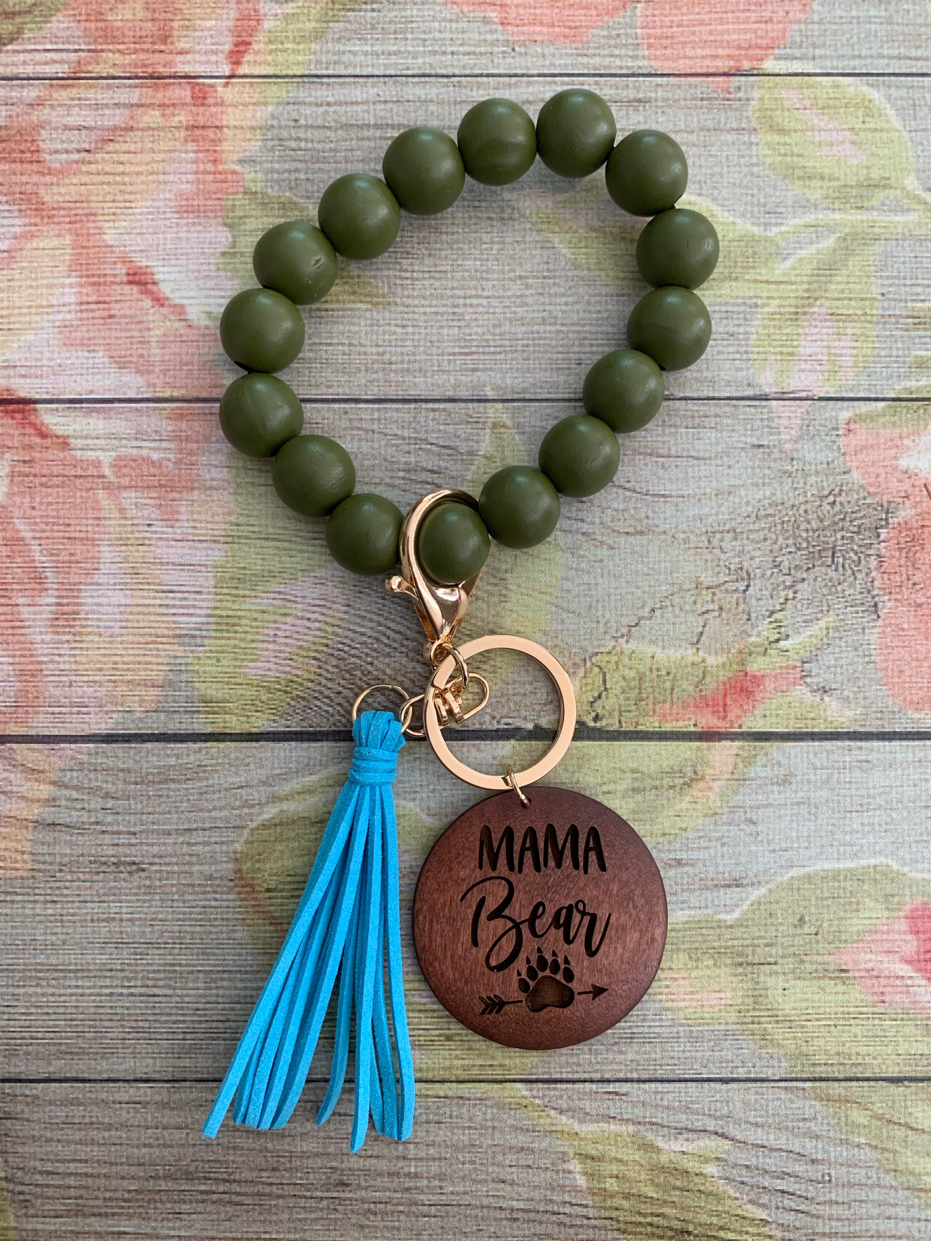 Mama Bear Bangle Bracelet Keychain