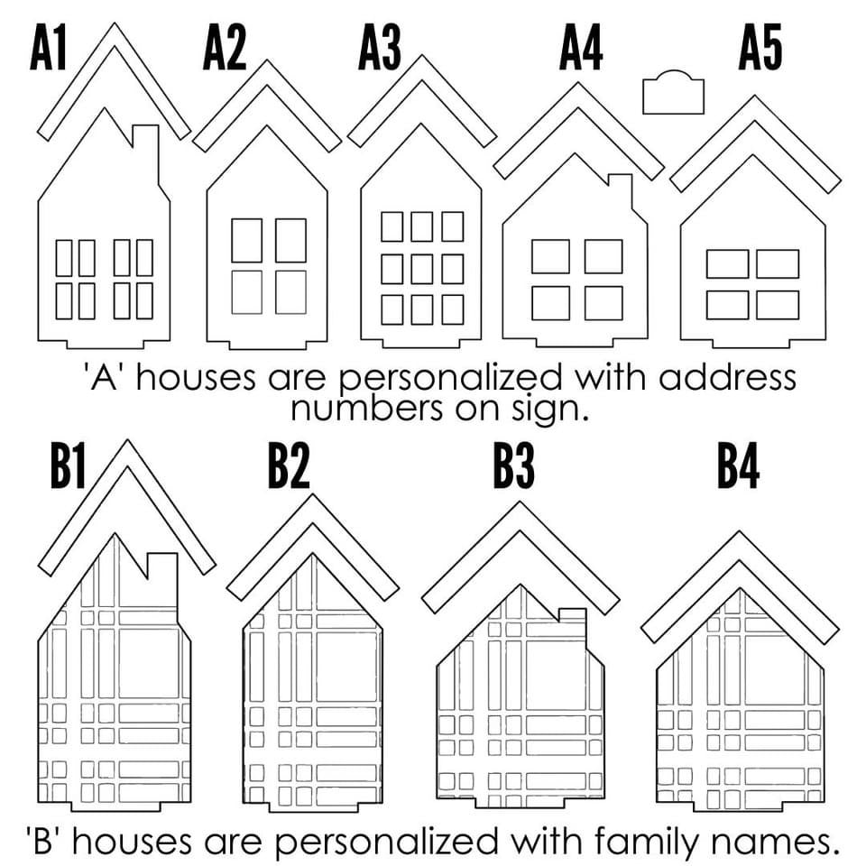 Set of 5 Personalized Houses Mantle Decor