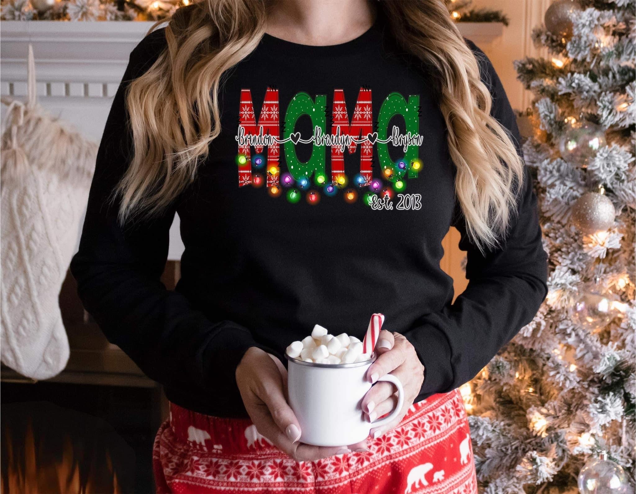 Personalized Christmas Lights Mama Shirt