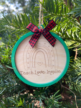 Rainbow Teach Love Inspire Teacher Ornament