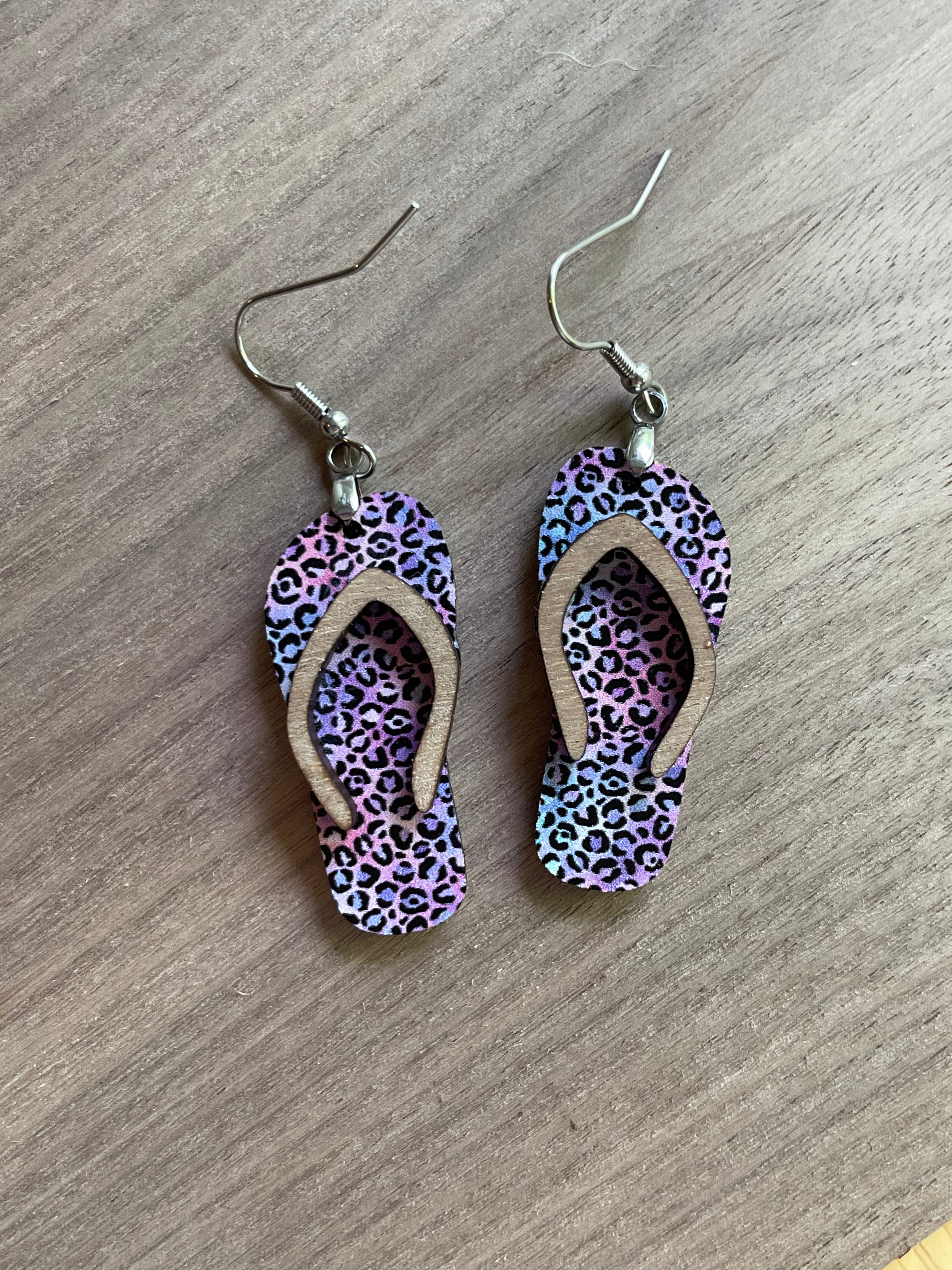 Pastel Cheetah Flip Flop Earrings