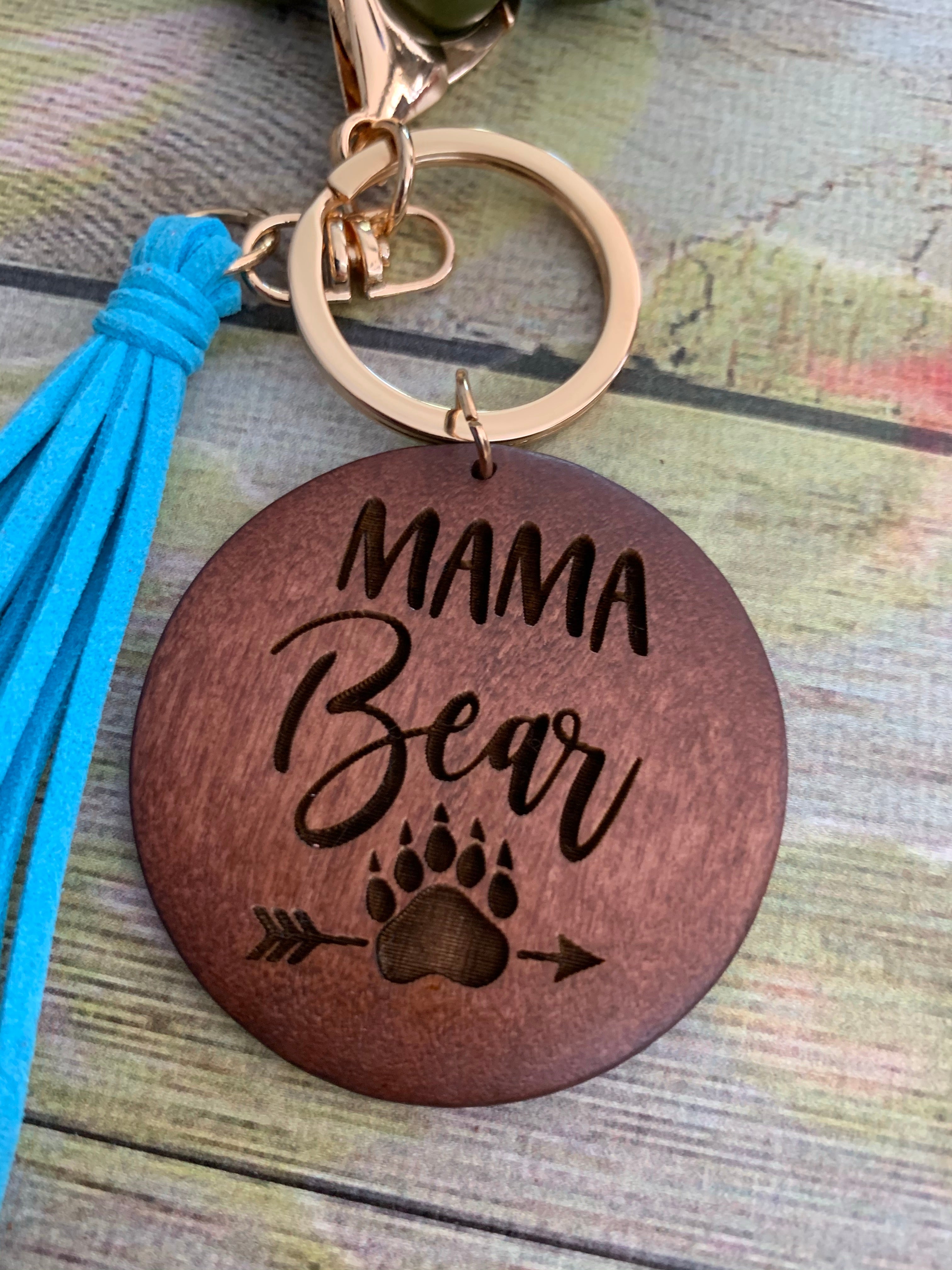 Mama Bear Bangle Bracelet Keychain