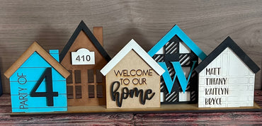 Set of 5 Personalized Houses Mantle Decor