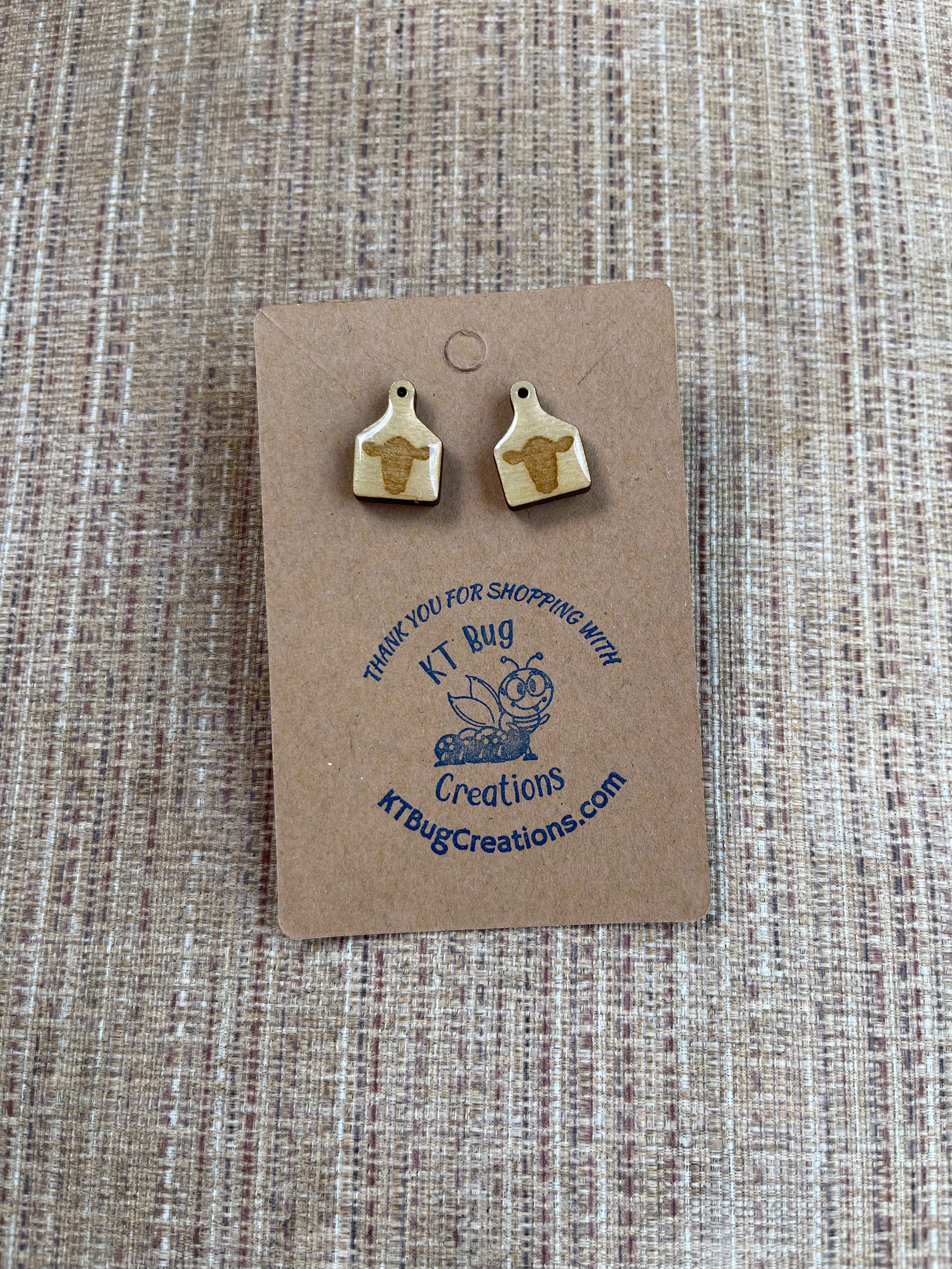 Cow Tag Stud Earrings