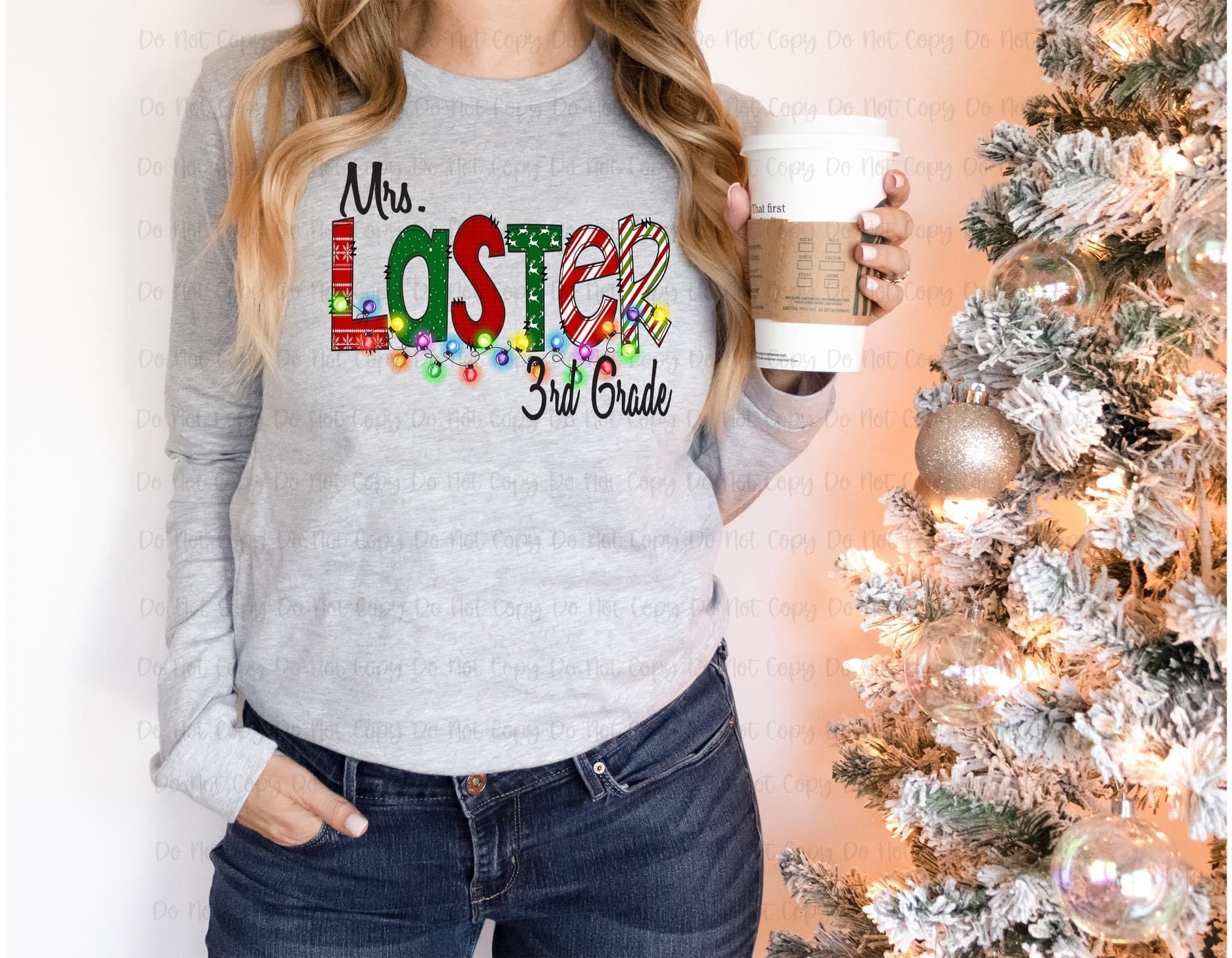 Personalized Christmas Lights Teacher Shirt