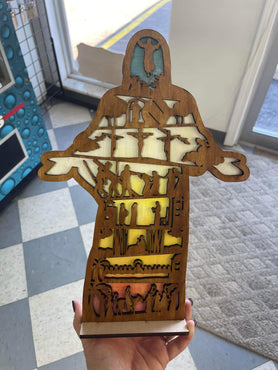 Rainbow Engraved Jesus sign