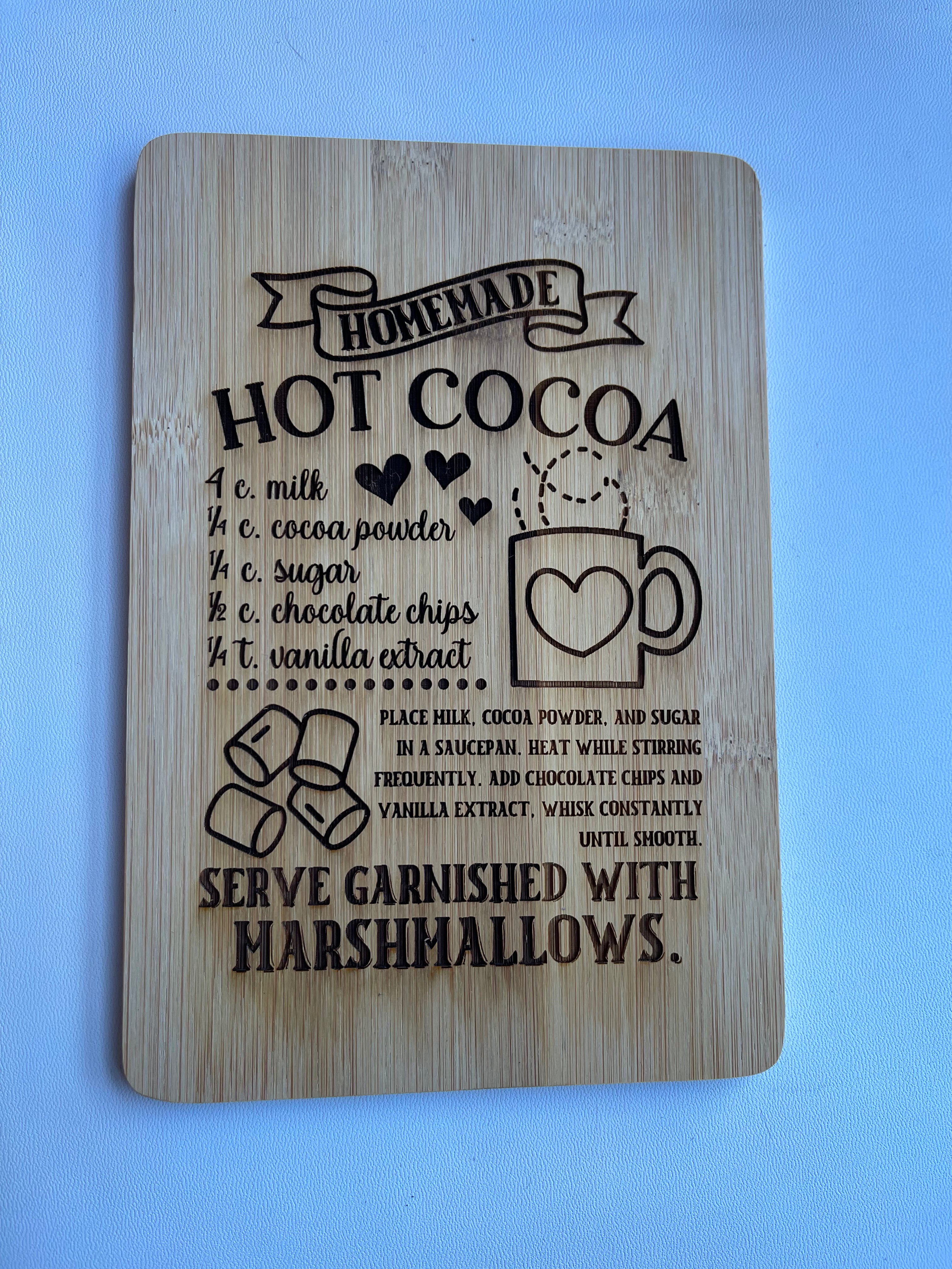 Decorative Recipe Cutting Board - Hot Cocoa