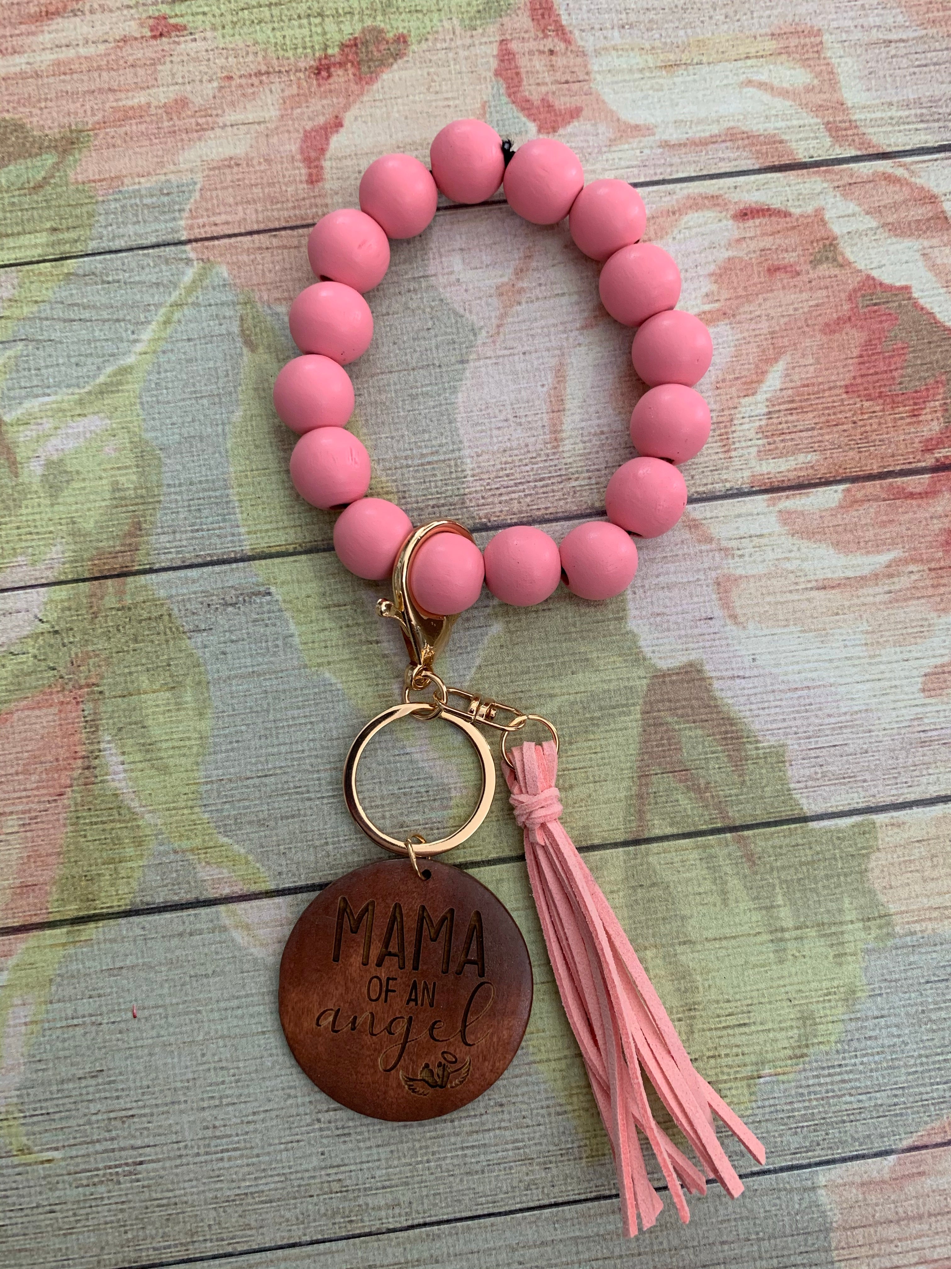 Mama of an Angel Baby Feet Bangle Bracelet Keychain