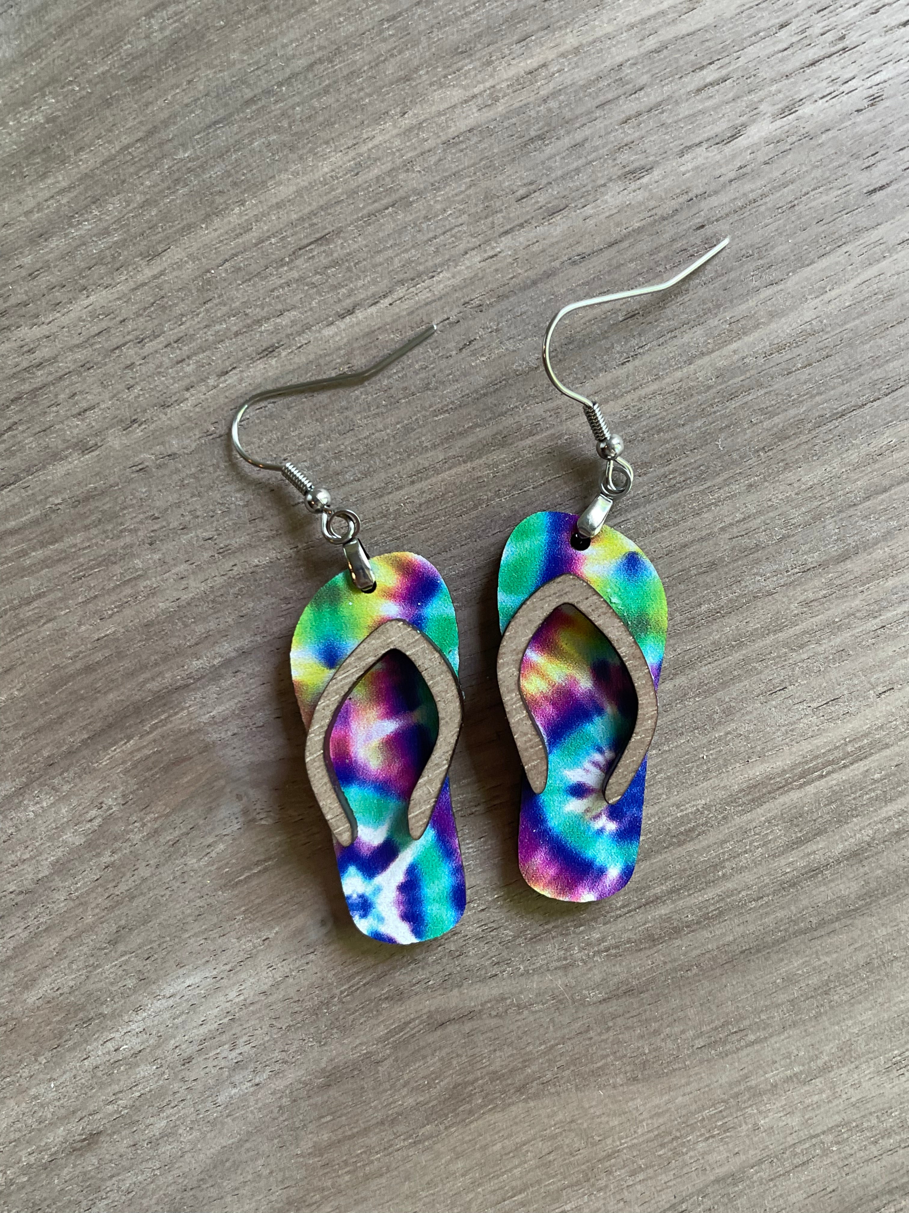 Tie Dye Flip Flop Earrings