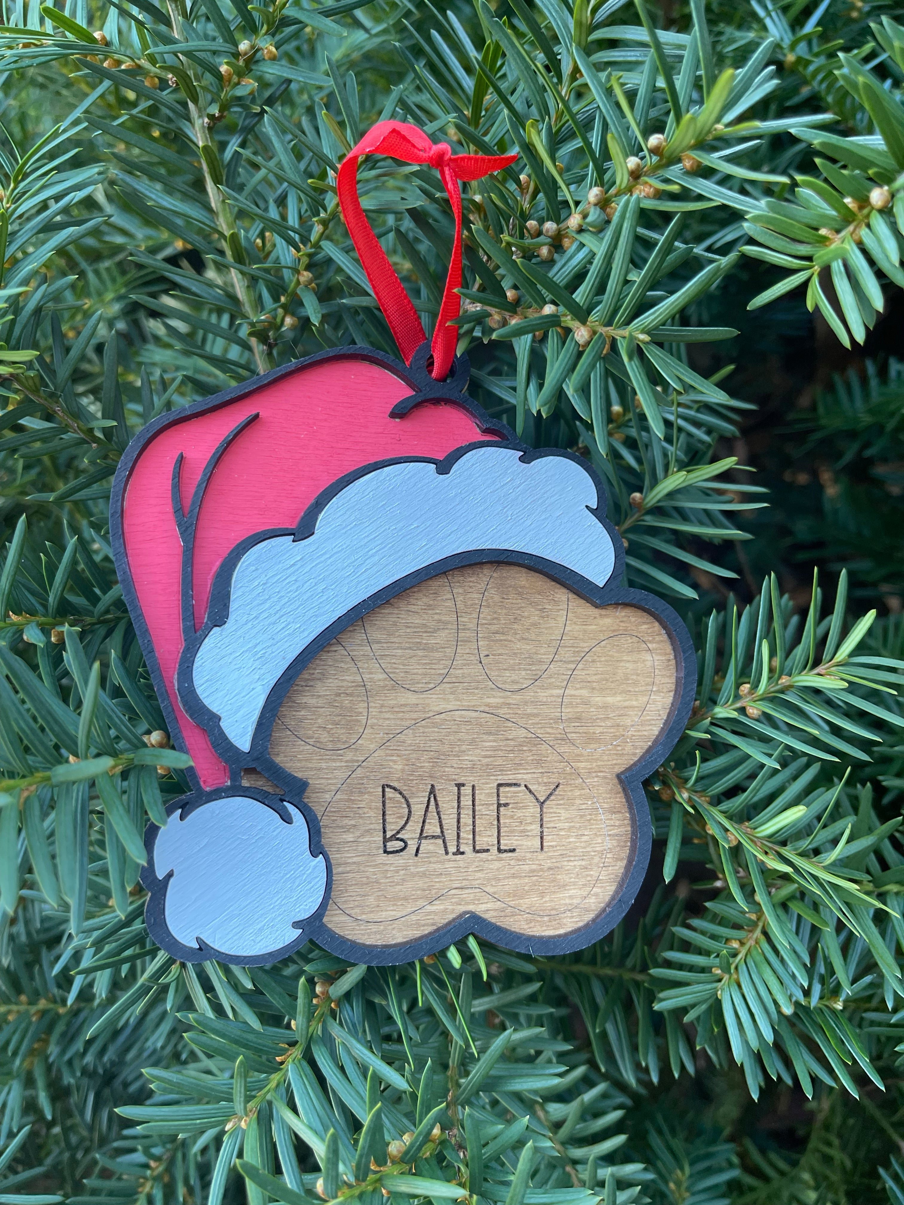 Santa Hat Pawprint Ornament