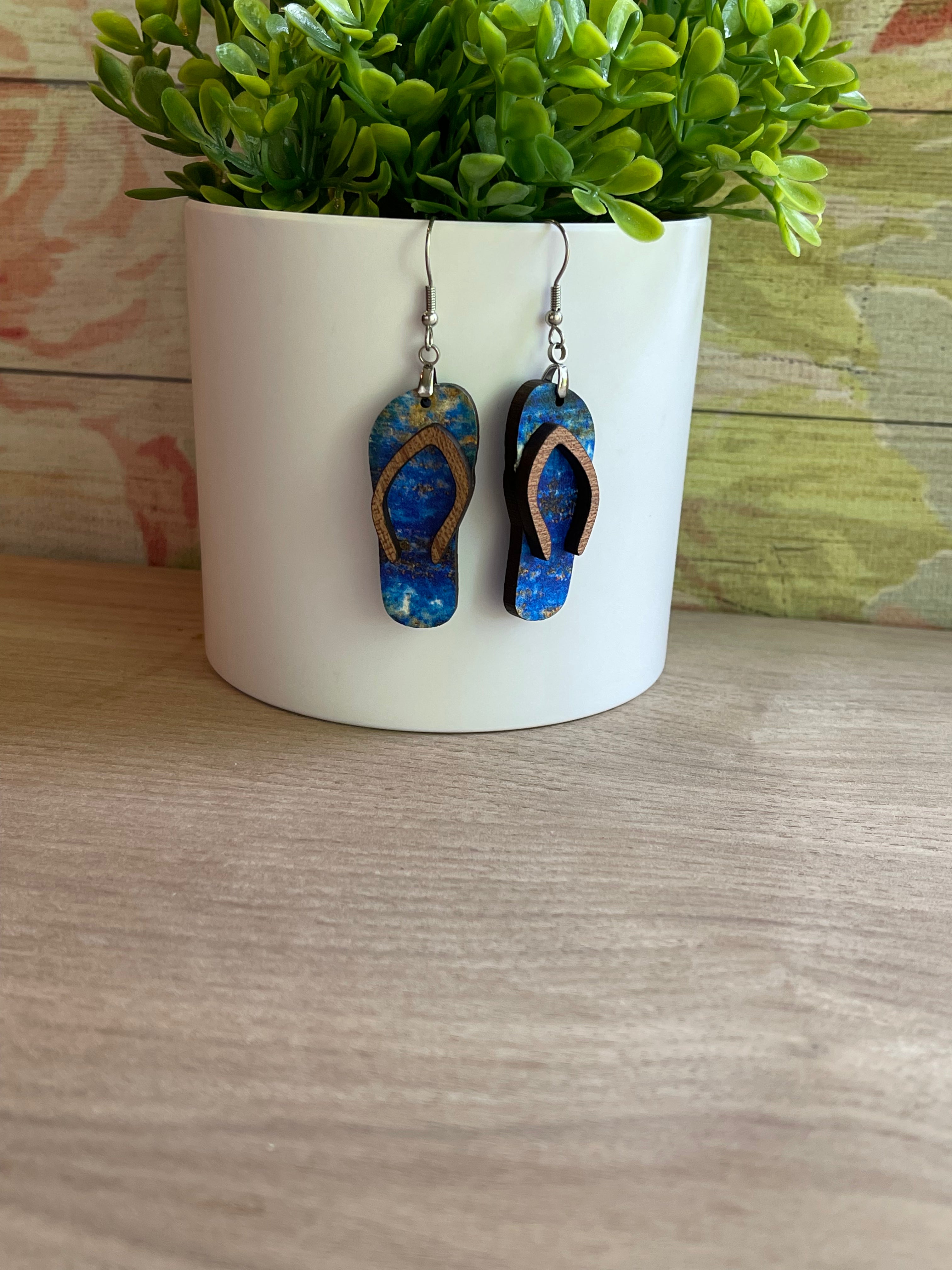 Blue Lapis Flip Flop Earrings