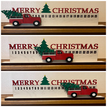 DIY Wooden Sign Kit - Red Truck Christmas Countdown