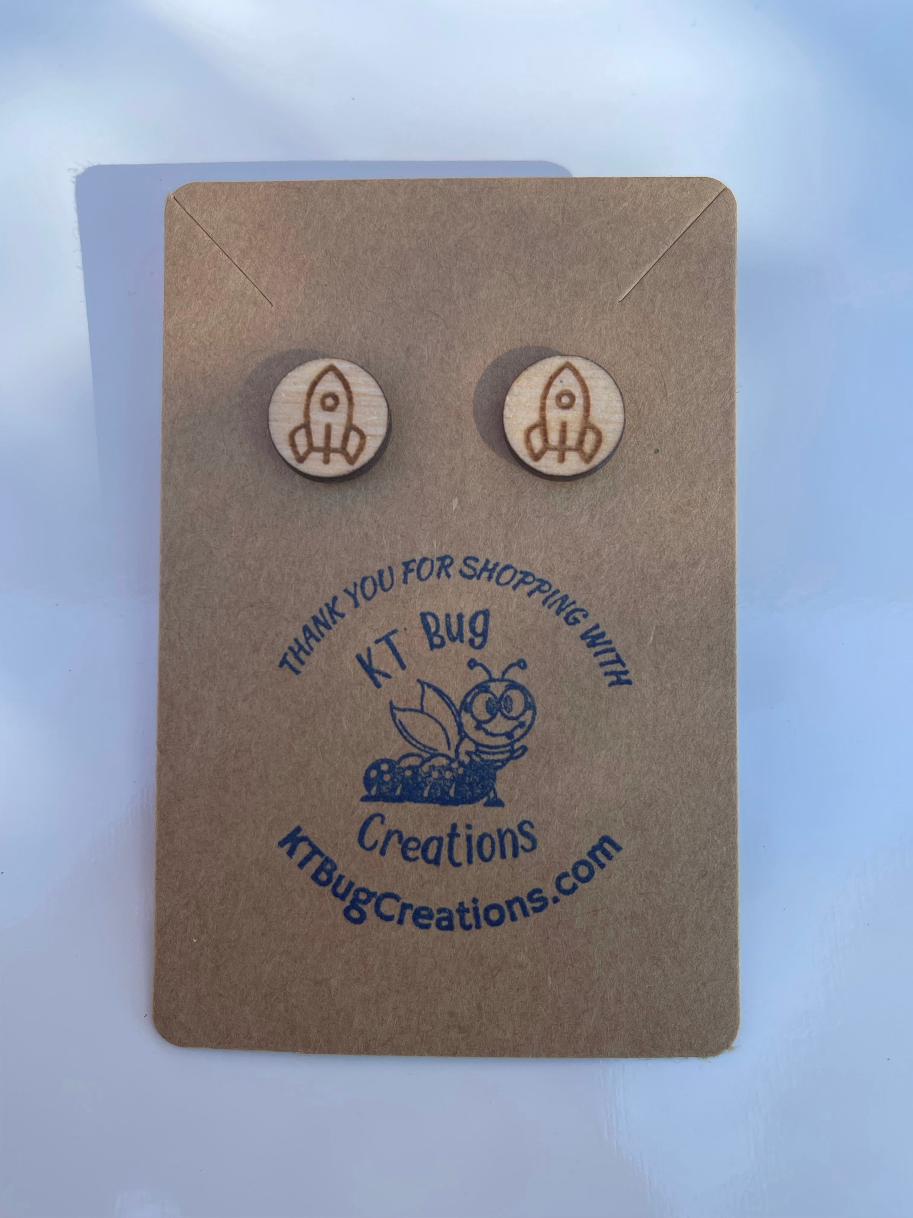 Circle Rocket Ship Stud Earring