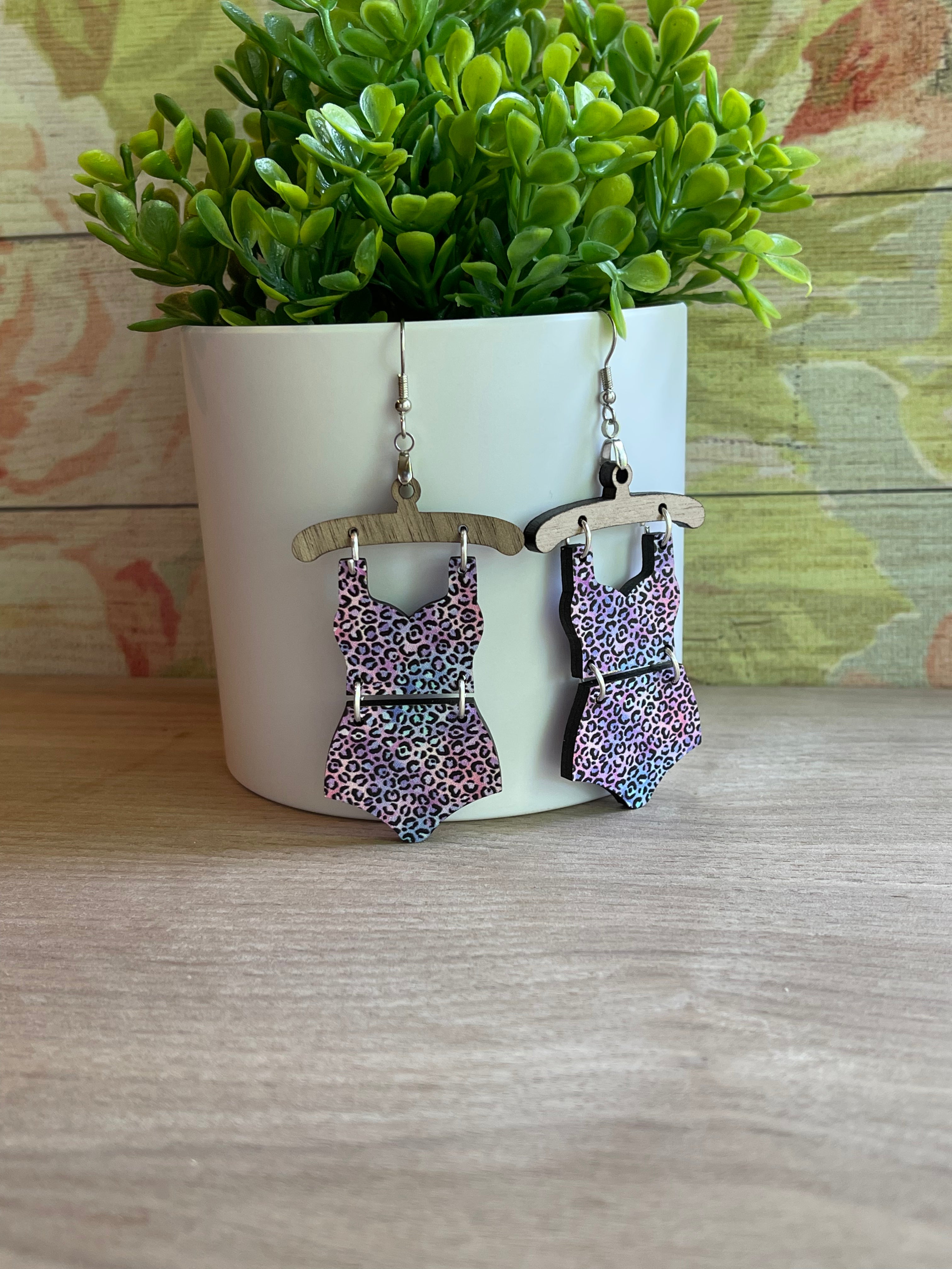 Pastel Cheetah Swimsuit Earrings