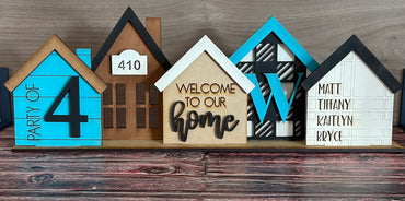 Set of 5 Personalized Houses Mantle Decor